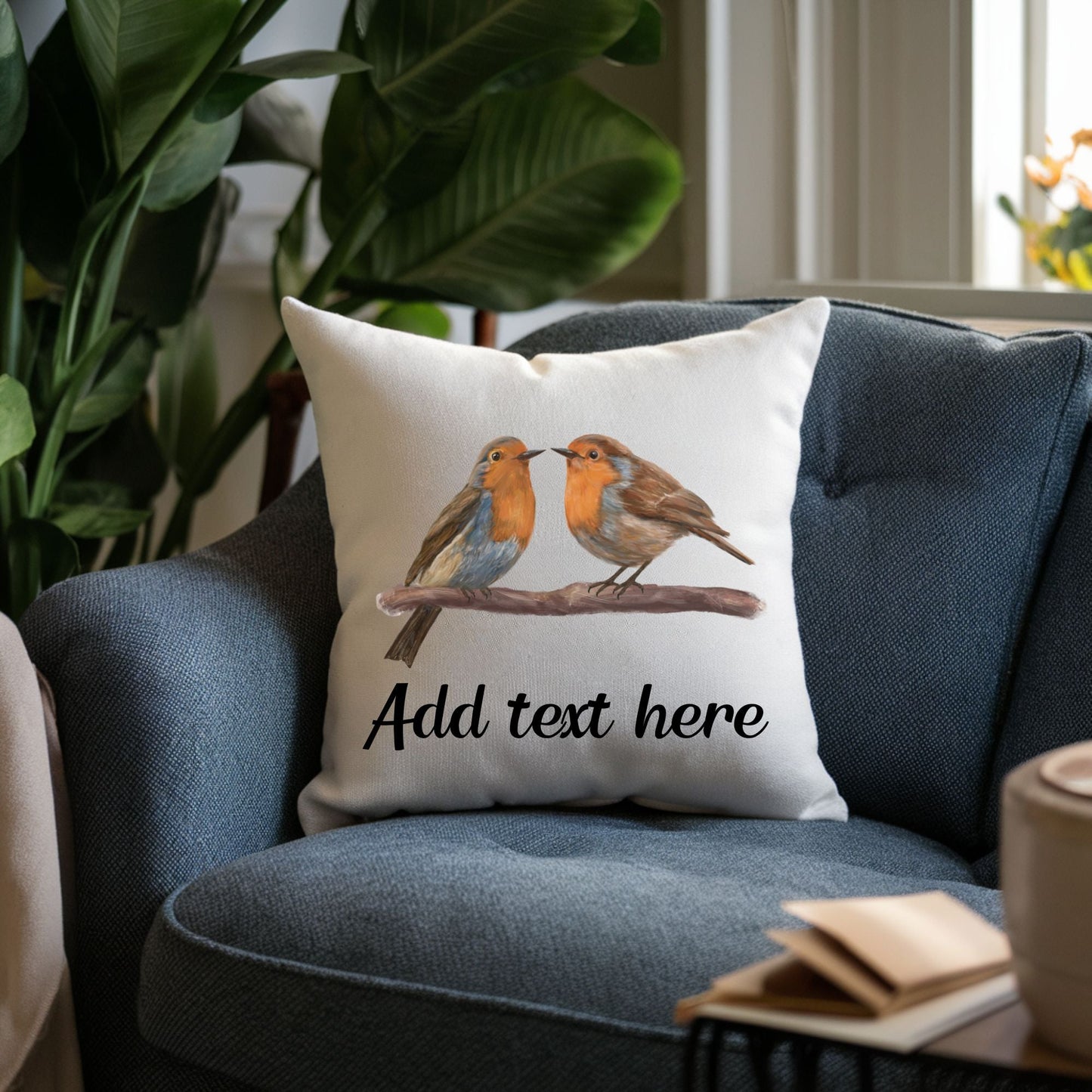 European Robins Bird Pillow - MerikaArt