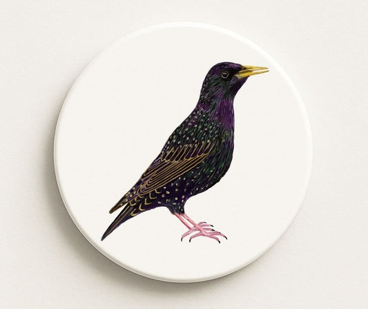 European Starling Ceramic Coaster - MerikaArt
