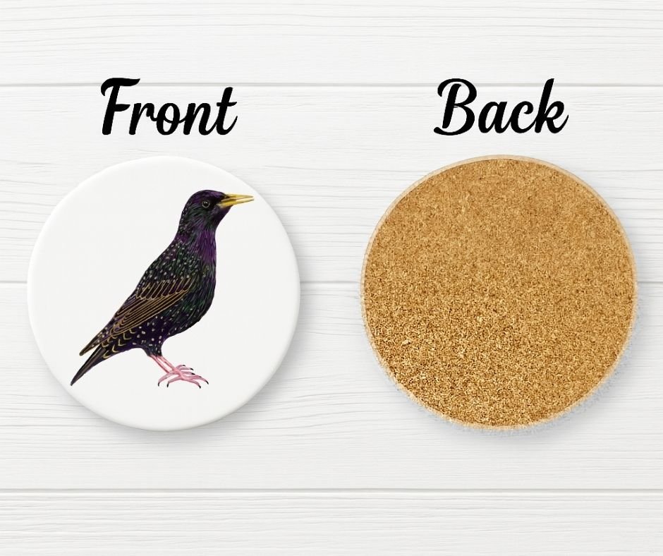 European Starling Ceramic Coaster - MerikaArt