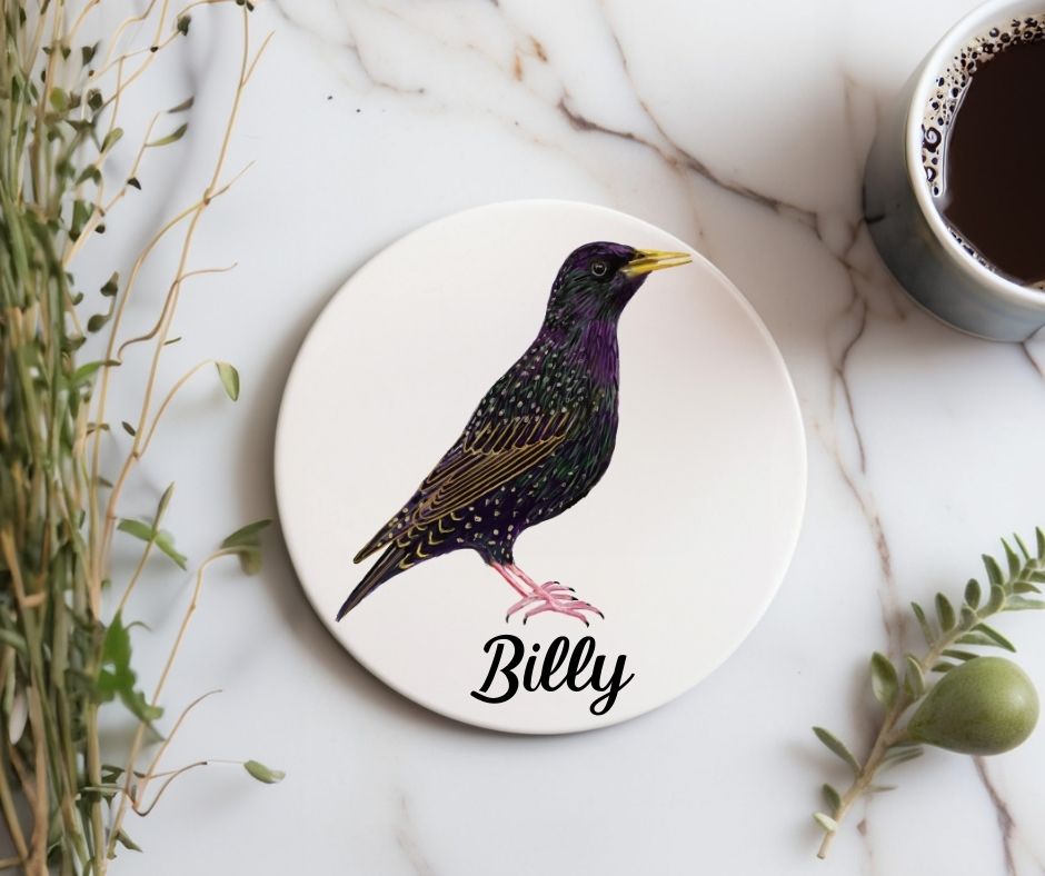 European Starling Ceramic Coaster - MerikaArt