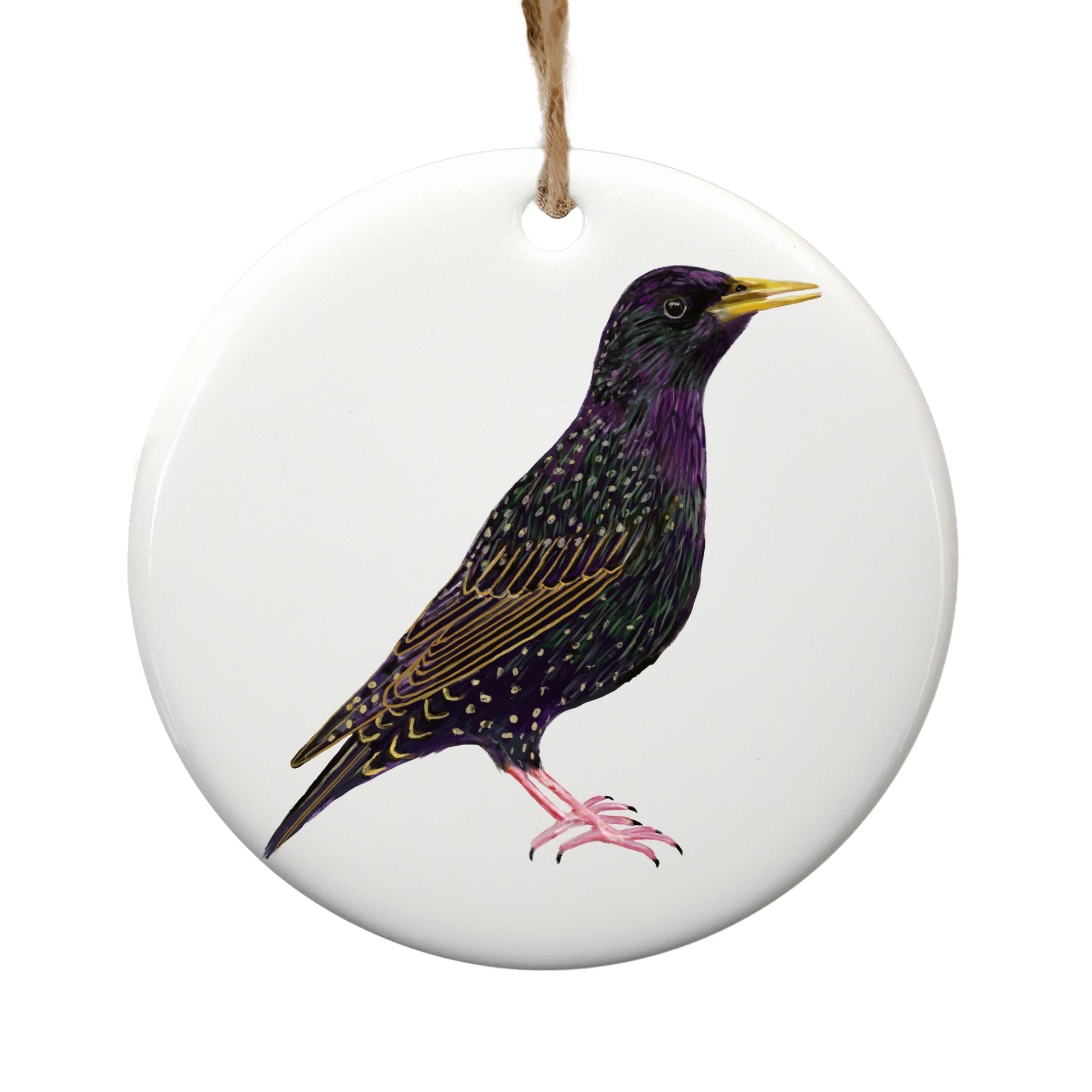 European Starling Ceramic Ornament - MerikaArt