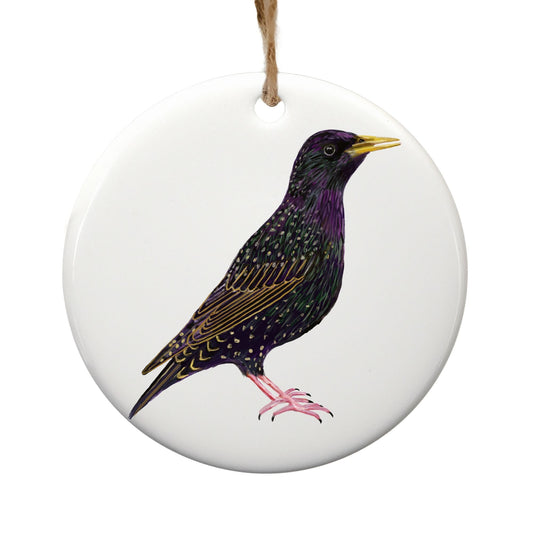 European Starling Ceramic Ornament - MerikaArt