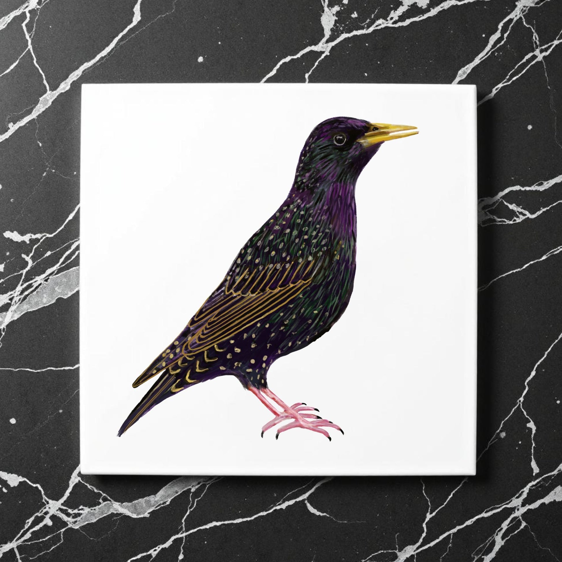 European Starling Ceramic Tile - MerikaArt