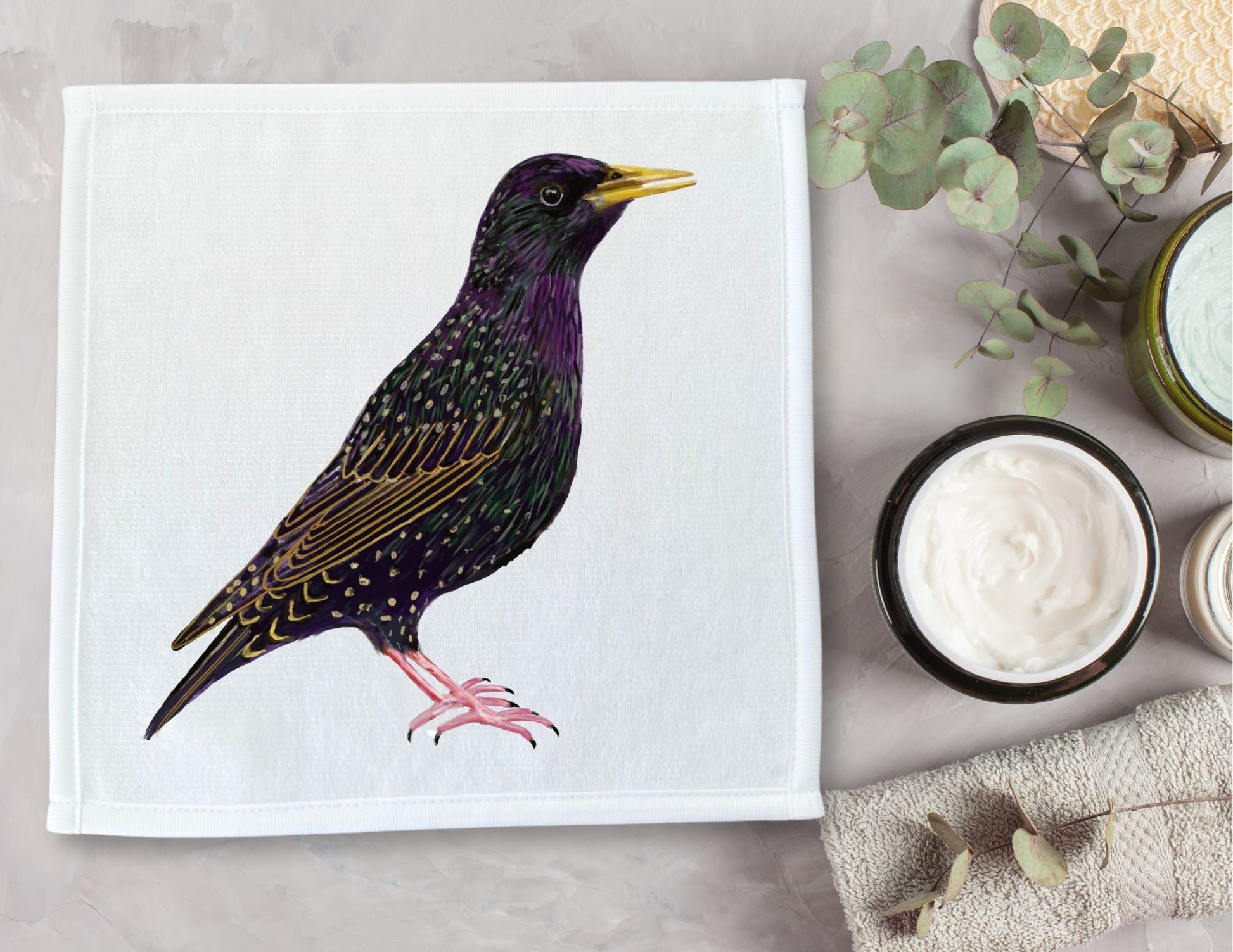 European Starling Washcloth - MerikaArt