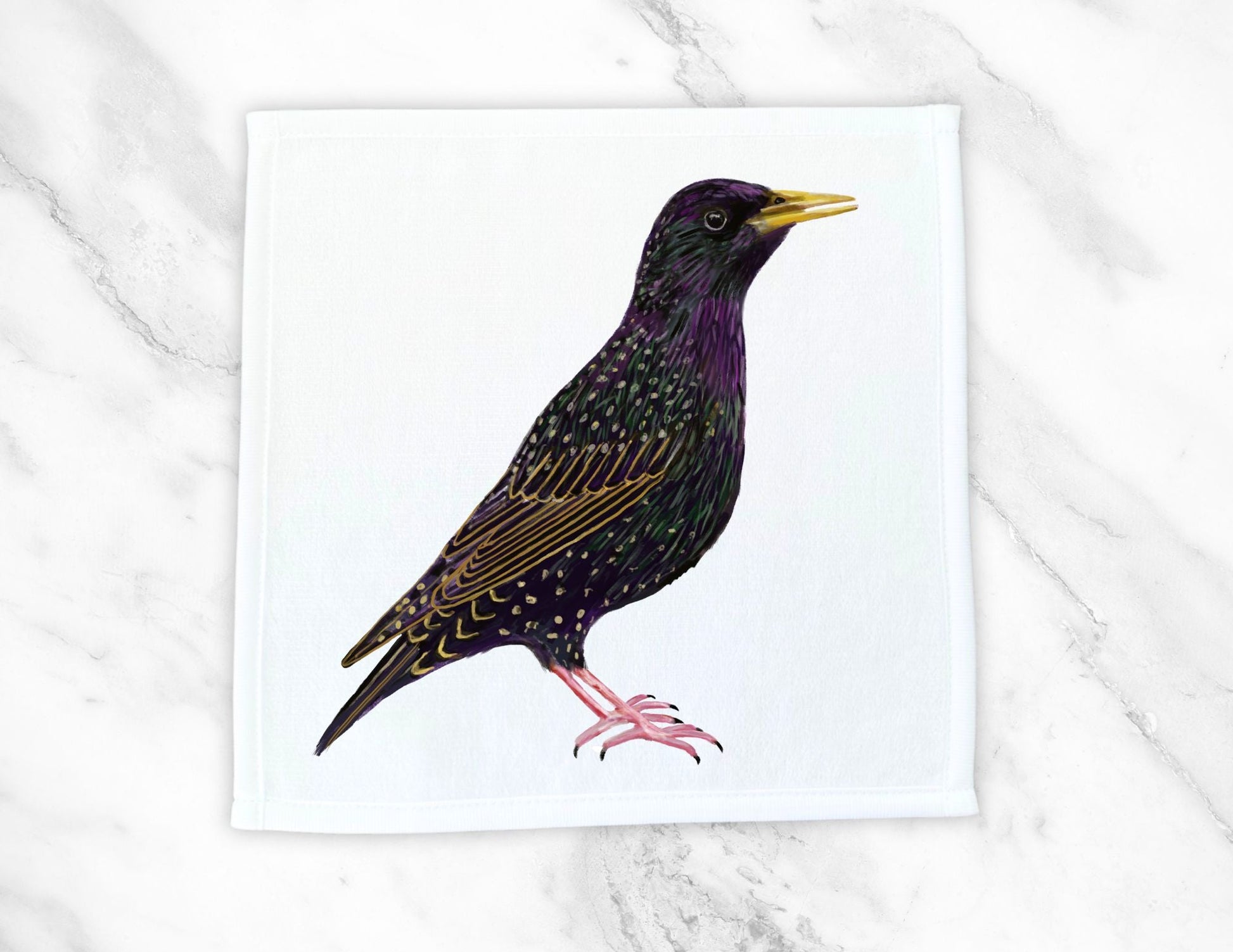 European Starling Washcloth - MerikaArt