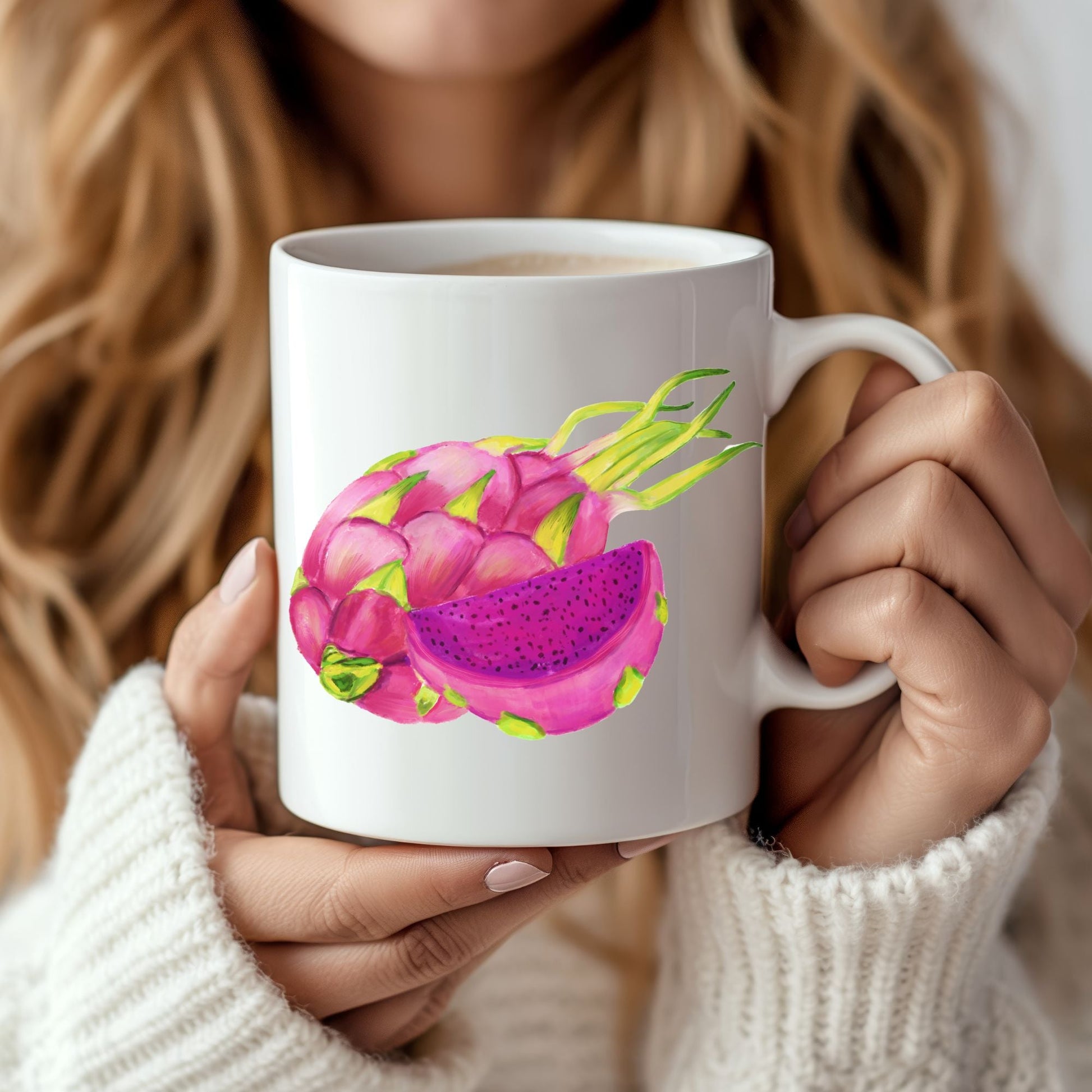 Exotic Dragon Fruit Mug with Vibrant Tropical Art - MerikaArt