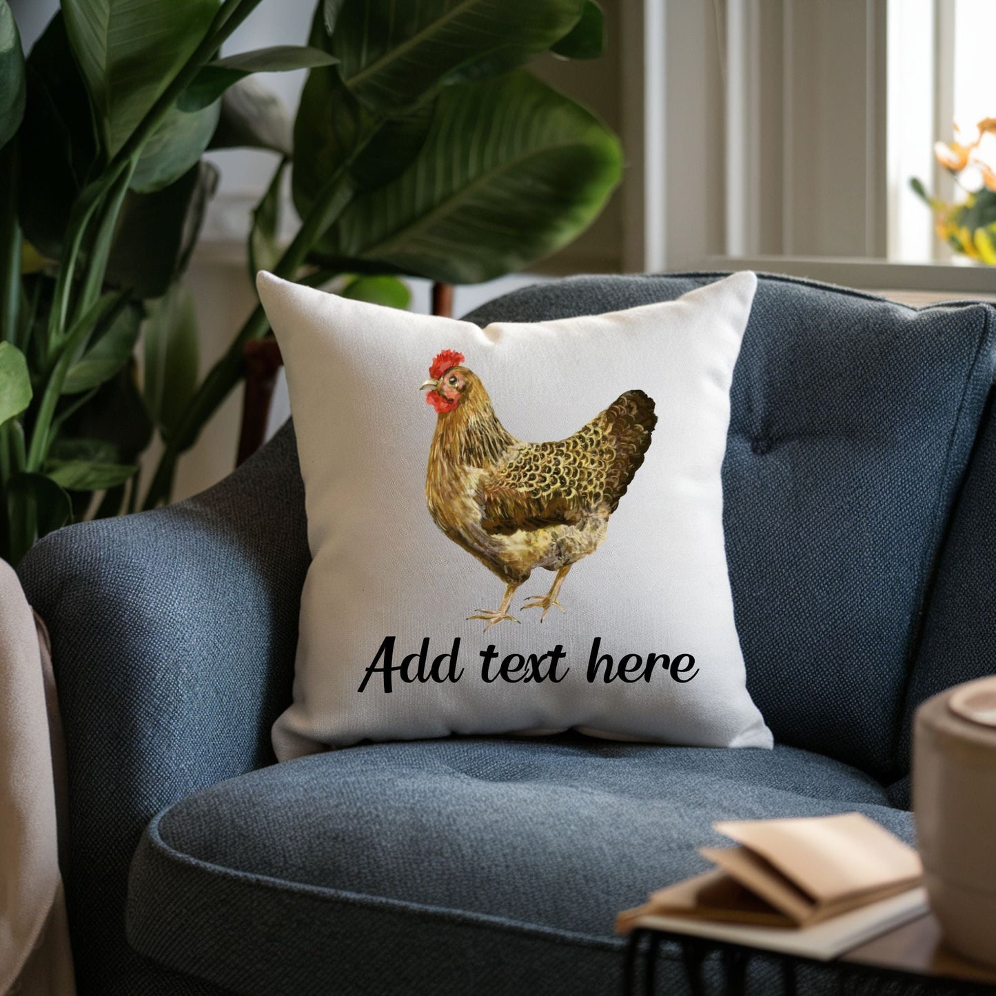 Farmhouse Hen Pillow - Rustic Nature Inspired Home Decor - MerikaArt