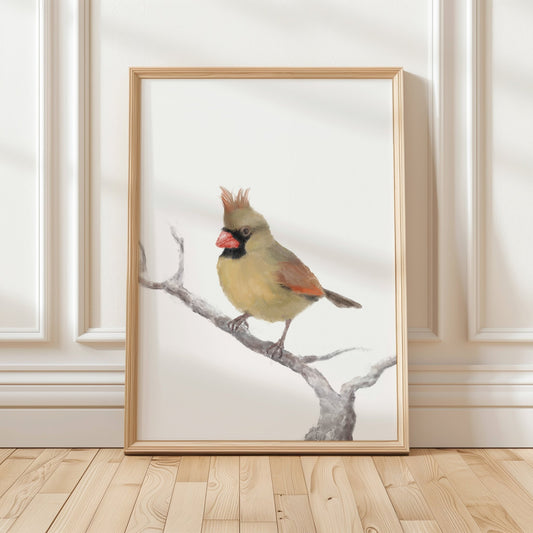 Female Cardinal Art Print – Elegant Bird Decor for Nature Lovers - MerikaArt