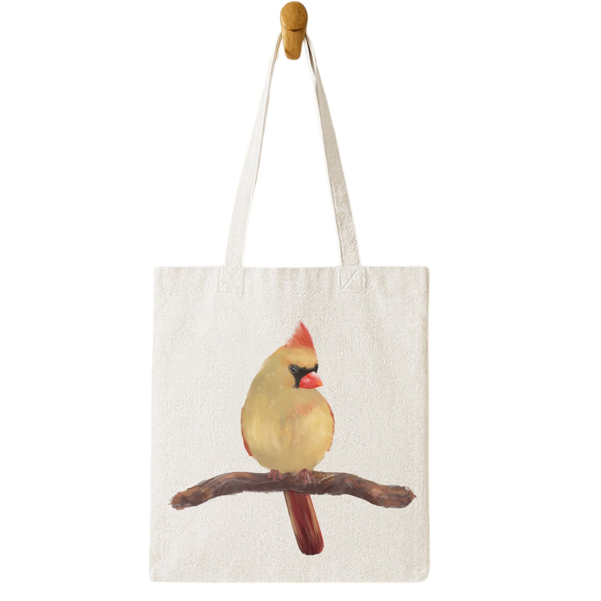 Female Cardinal Canvas Tote Bag - MerikaArt