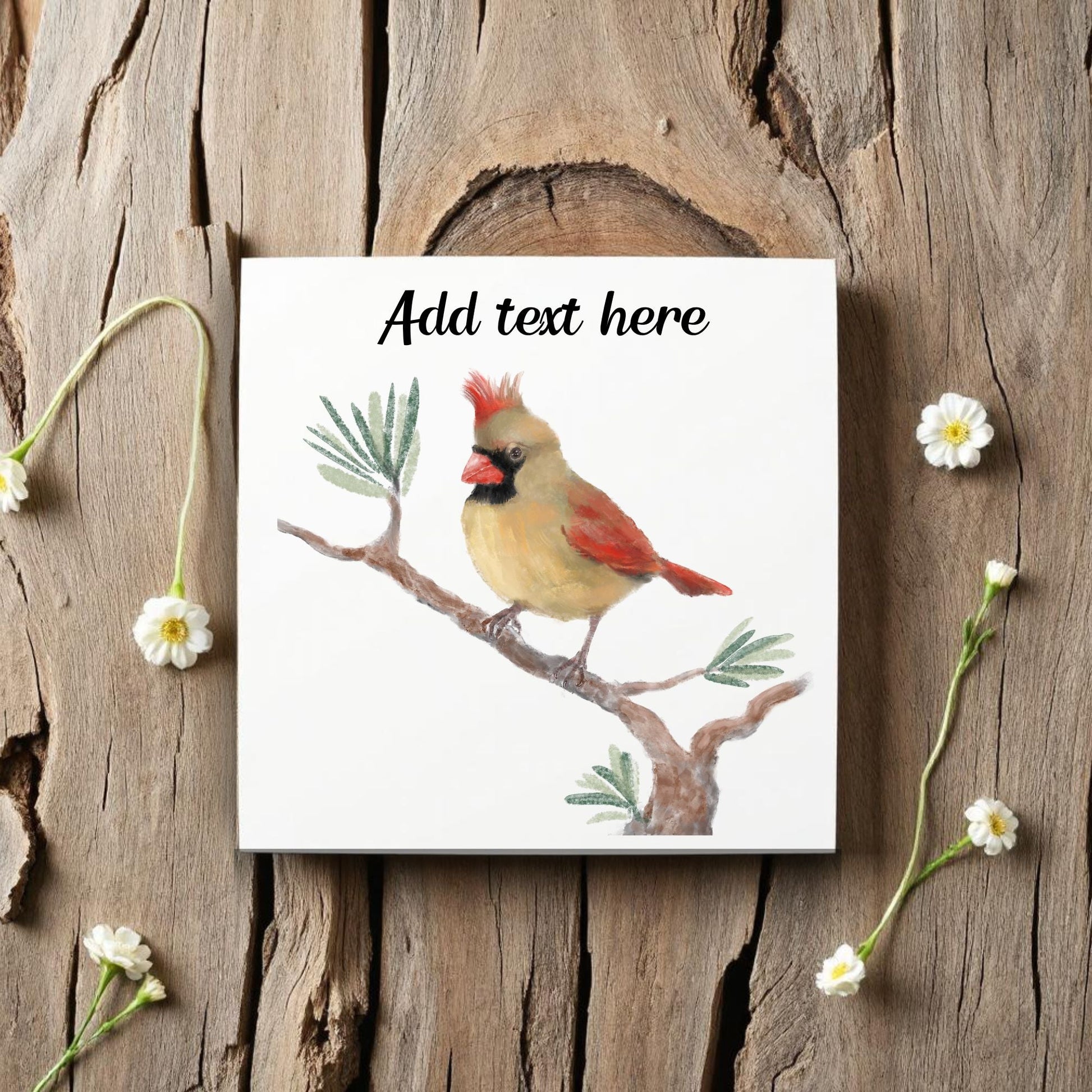 Female Cardinal Ceramic Tile – Handcrafted Artistic Design - MerikaArt