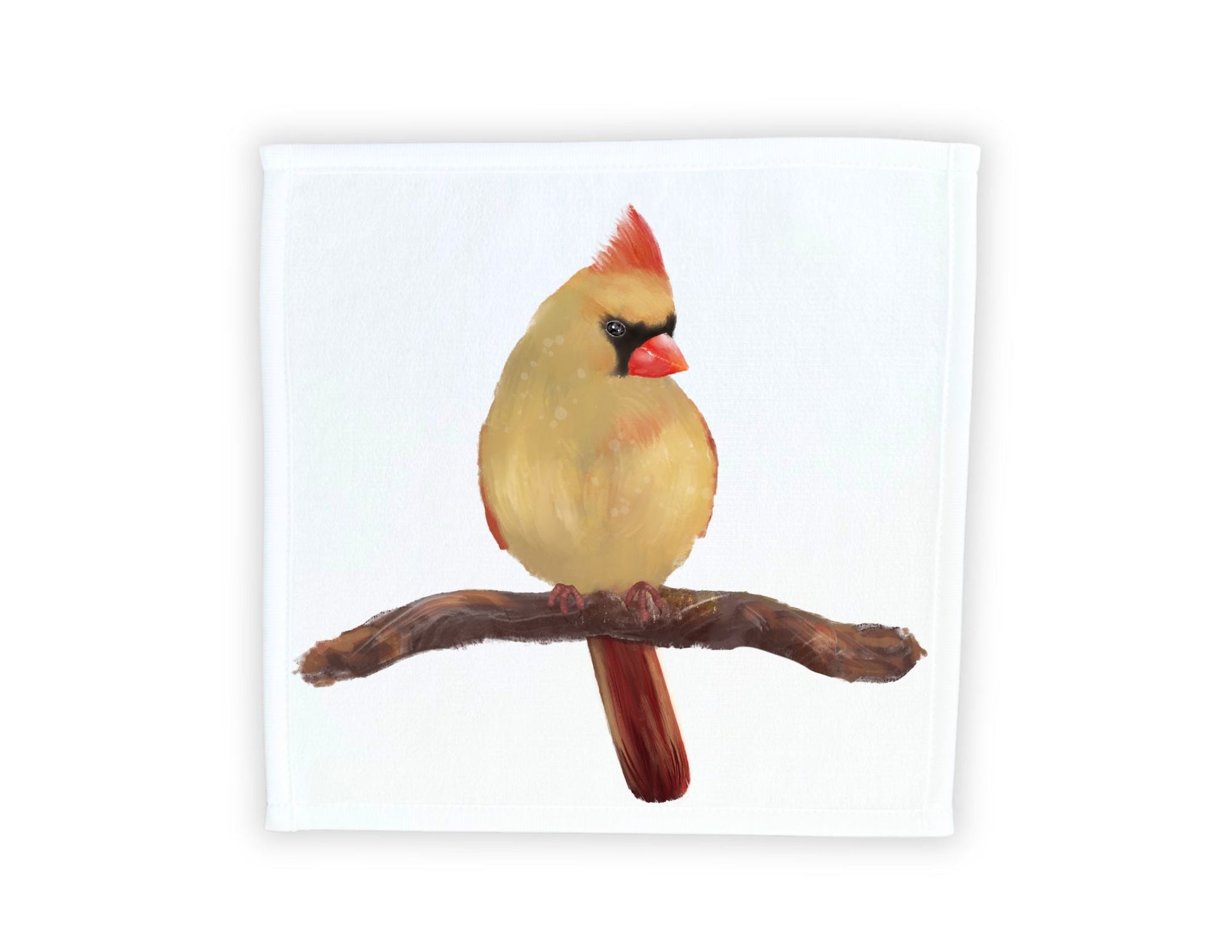 Female Northern Cardinal Bird Washcloth - MerikaArt