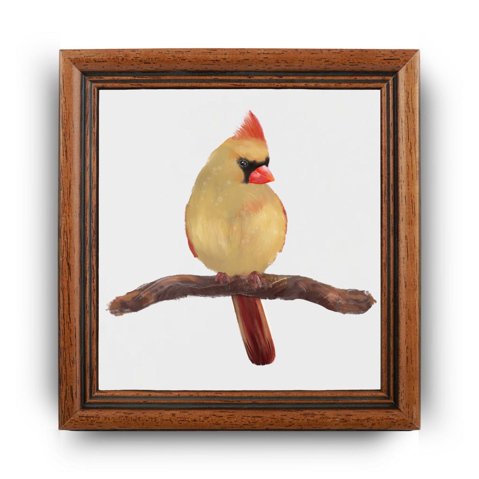 Female Northern Cardinal Ceramic Tile - MerikaArt