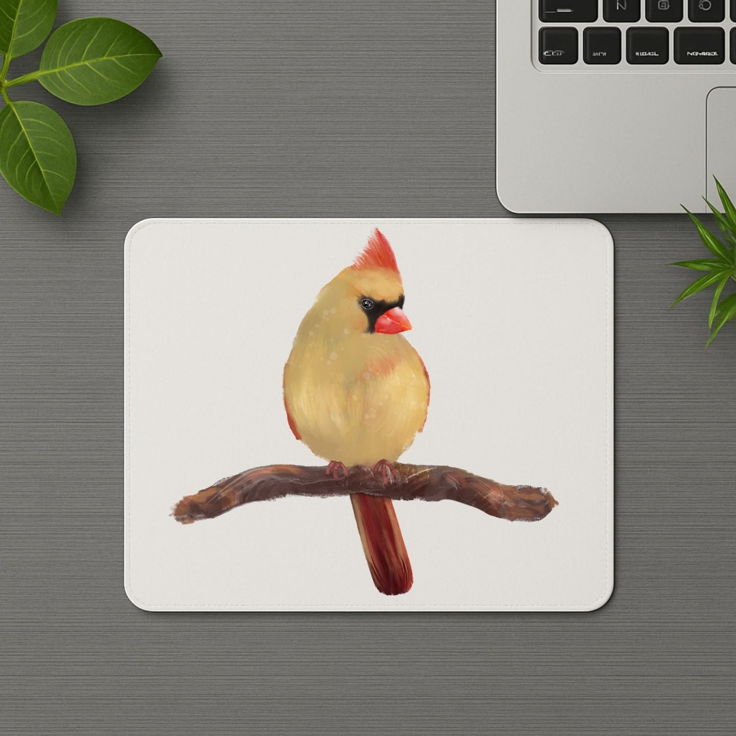Female Northern Cardinal Mousepad - MerikaArt