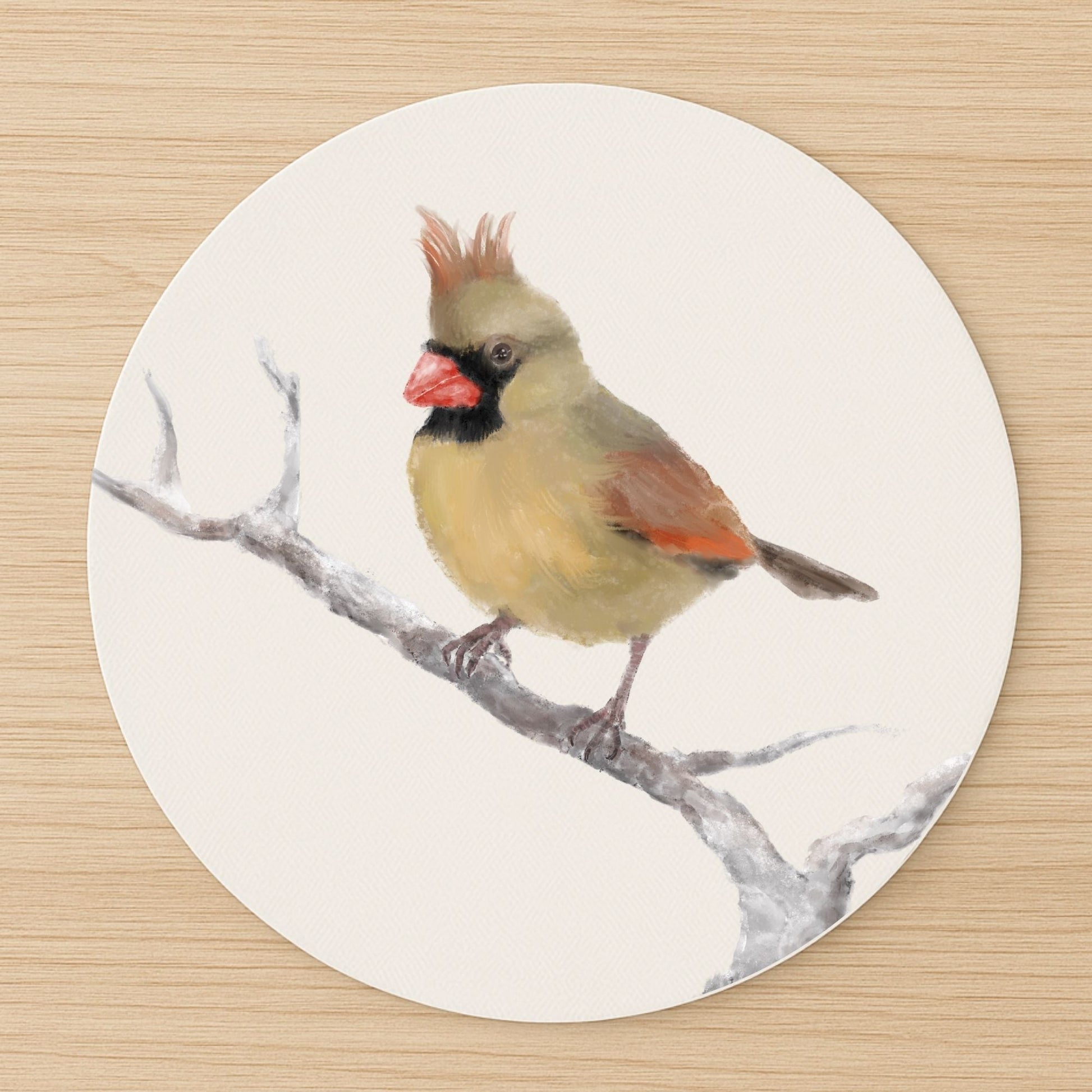 Female Northern Cardinal Mousepad - MerikaArt