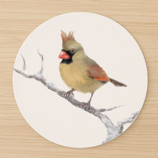 Female Northern Cardinal Mousepad - MerikaArt