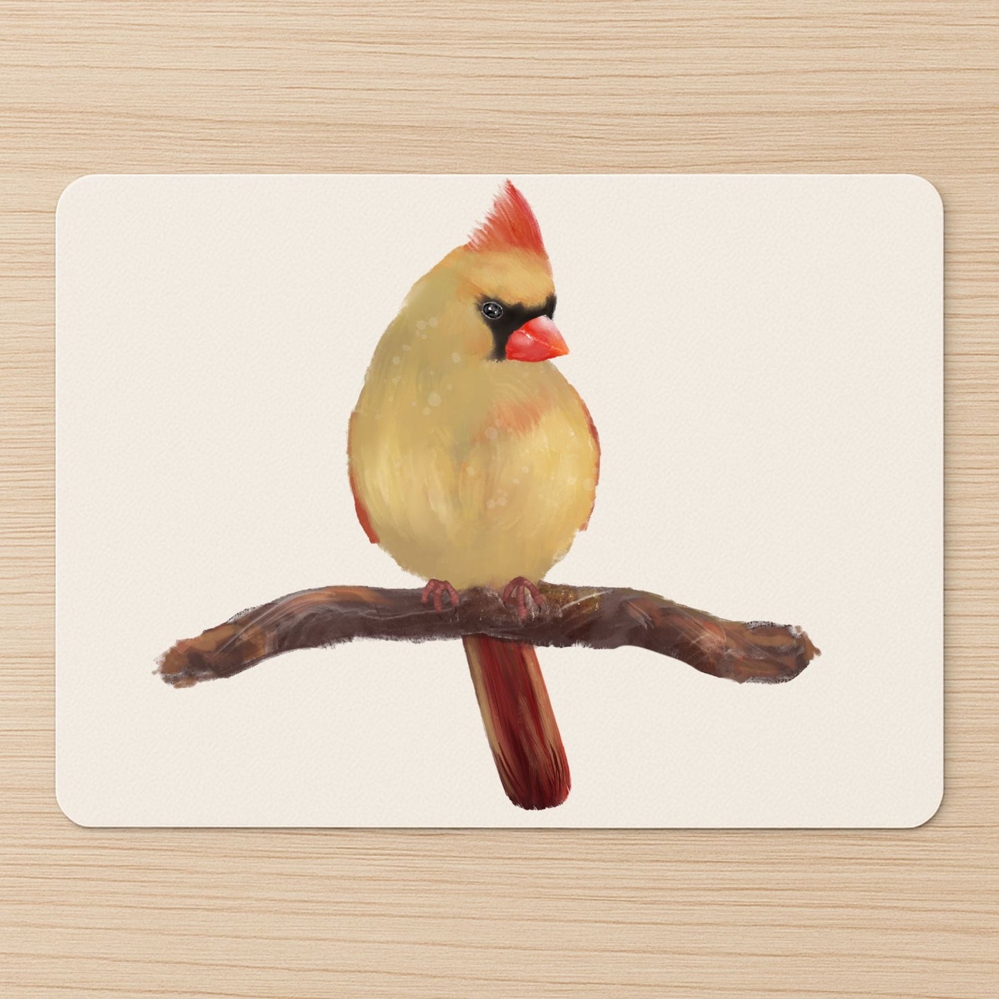 Female Northern Cardinal Mousepad - MerikaArt