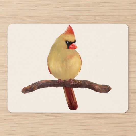 Female Northern Cardinal Mousepad - MerikaArt