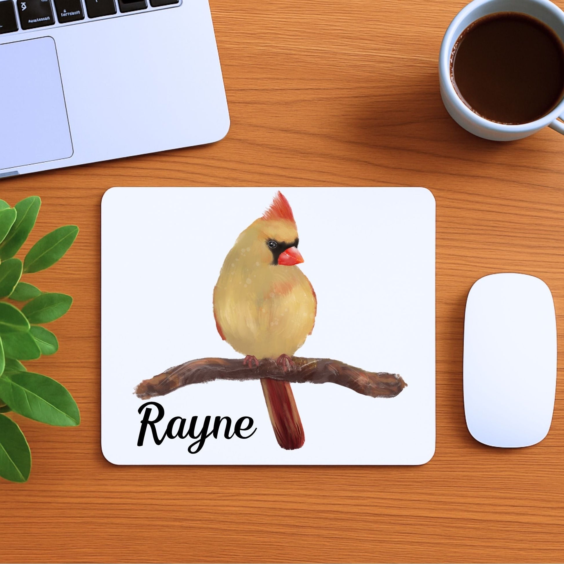 Female Northern Cardinal Mousepad - MerikaArt