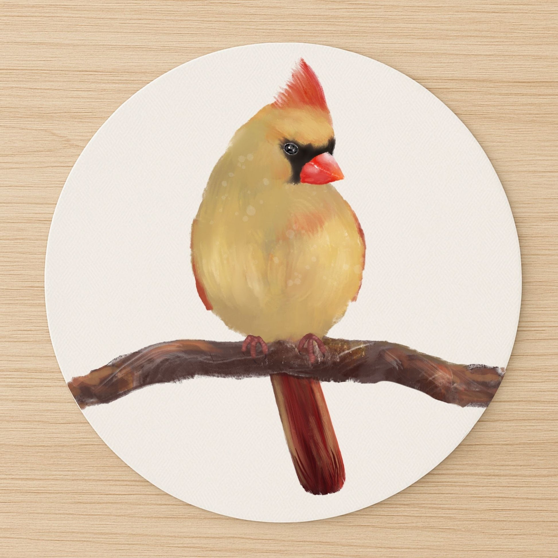 Female Northern Cardinal Mousepad - MerikaArt