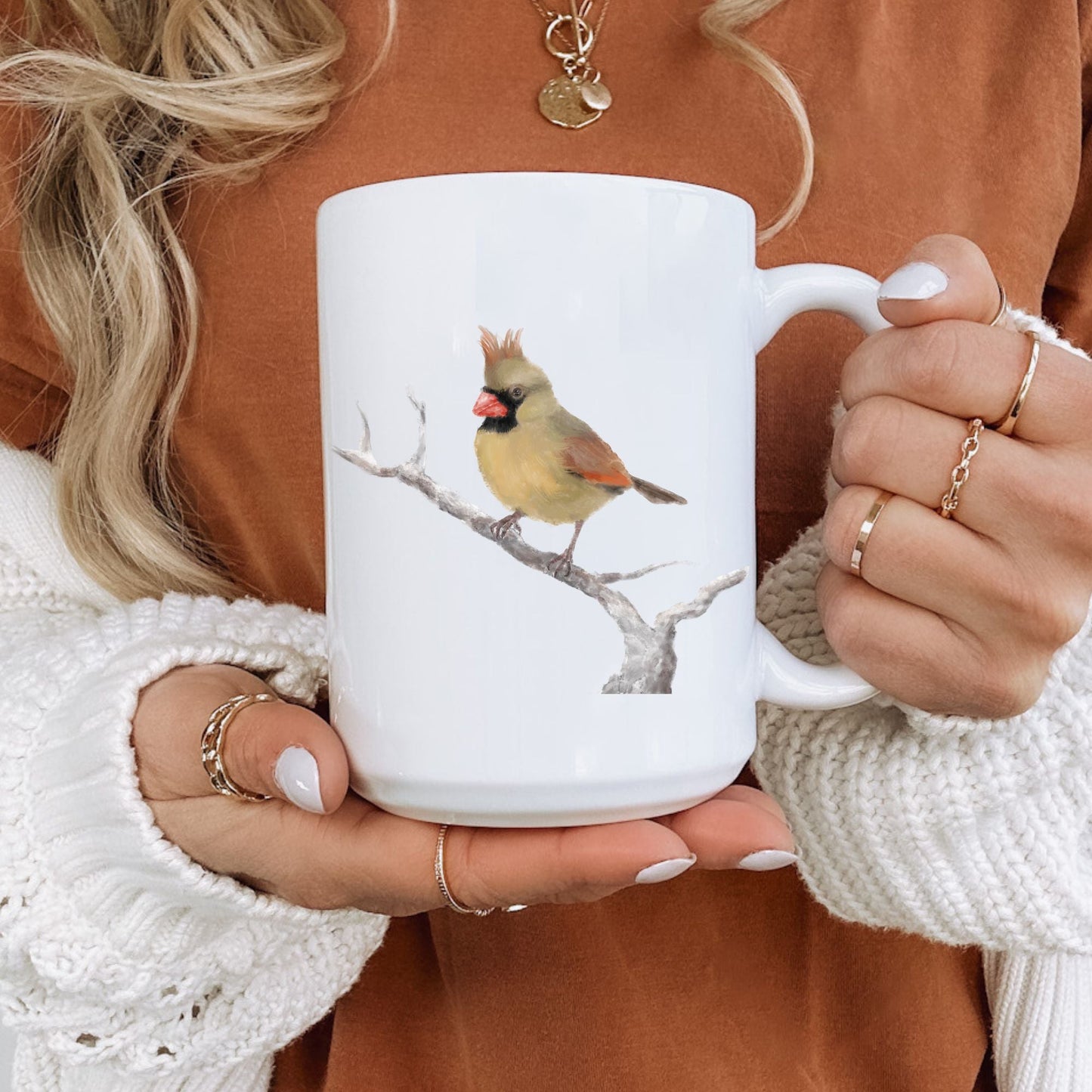 Female Northern Cardinal Mug - MerikaArt
