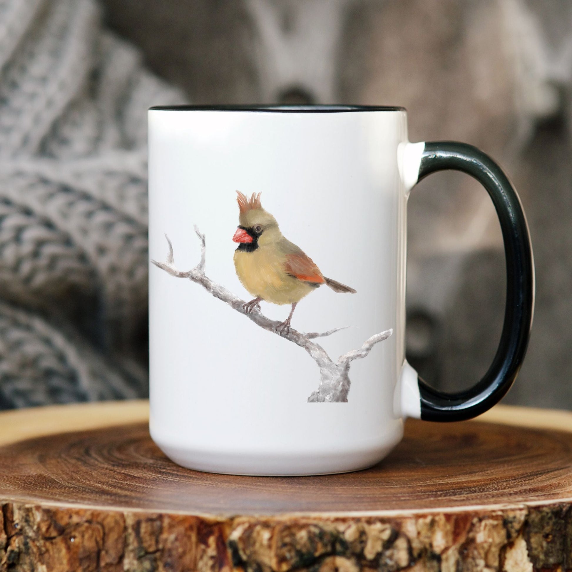 Female Northern Cardinal Mug - MerikaArt