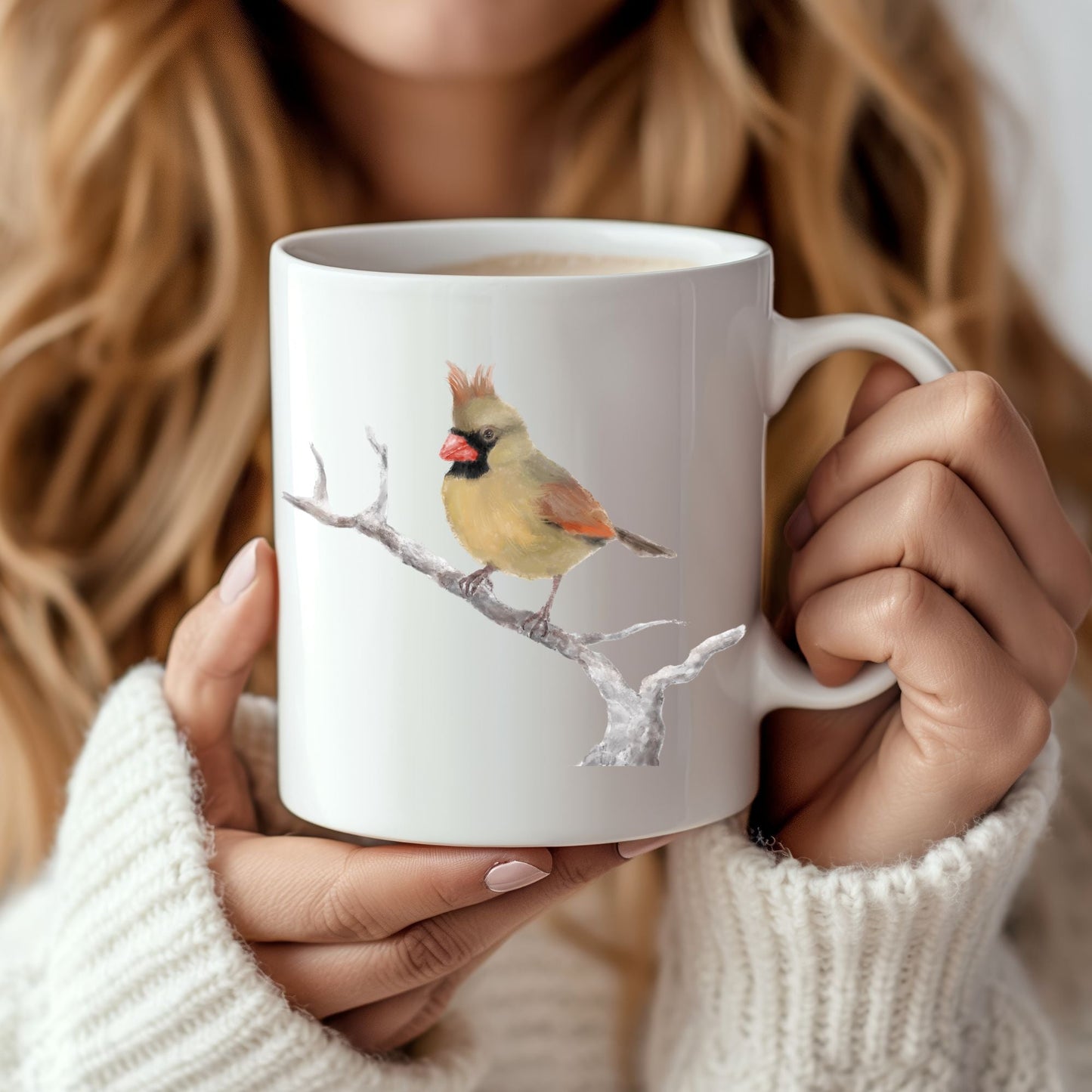 Female Northern Cardinal Mug - MerikaArt
