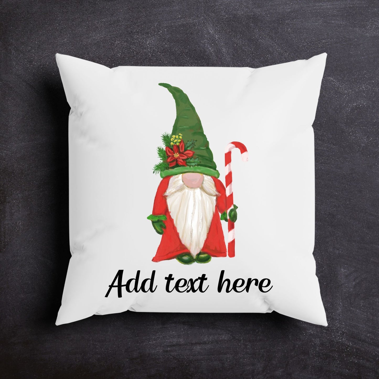 Festive Christmas Gnome Pillow - Whimsical Holiday Home Decor - MerikaArt