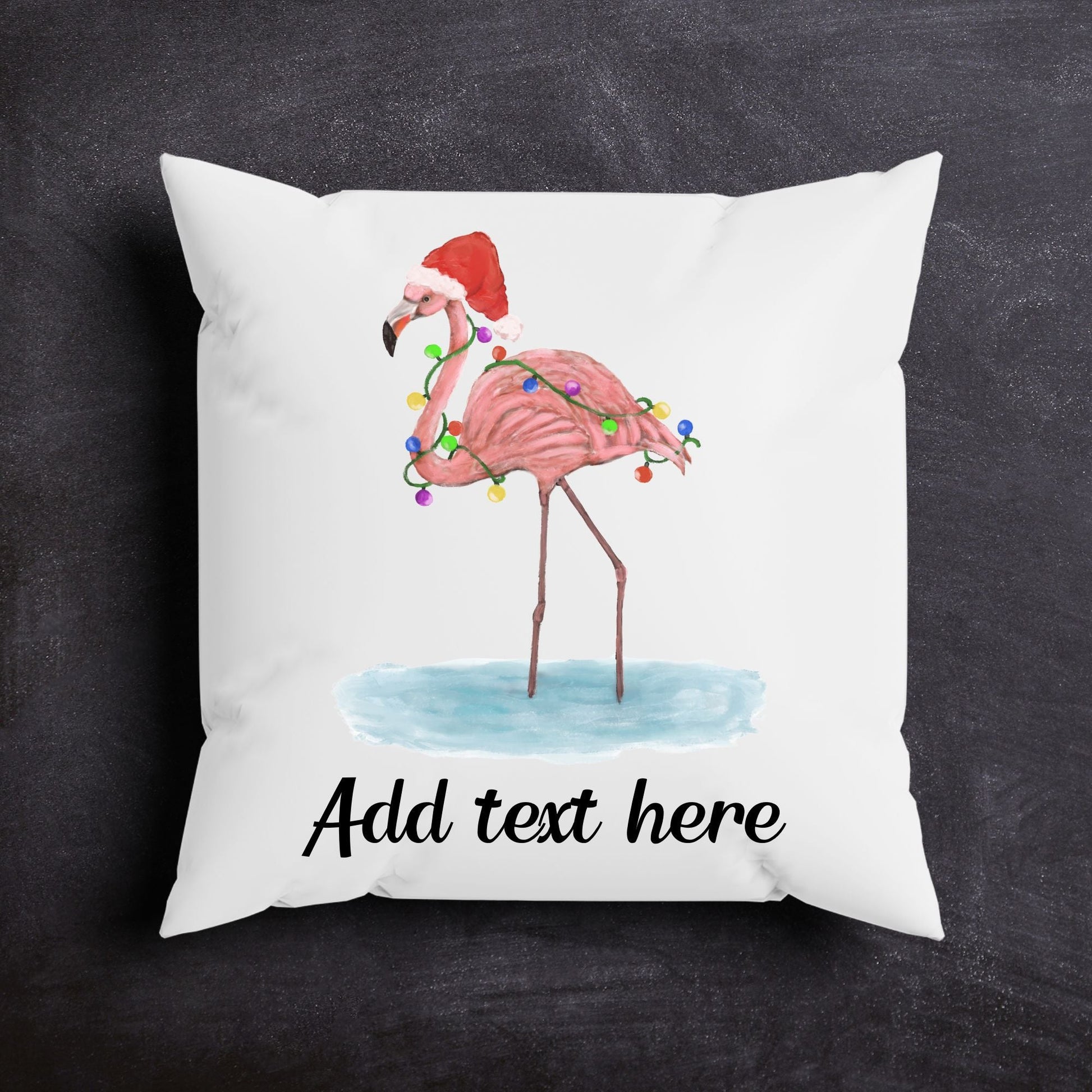 Festive Flamingo Pillow - Whimsical Christmas Home Decor - MerikaArt