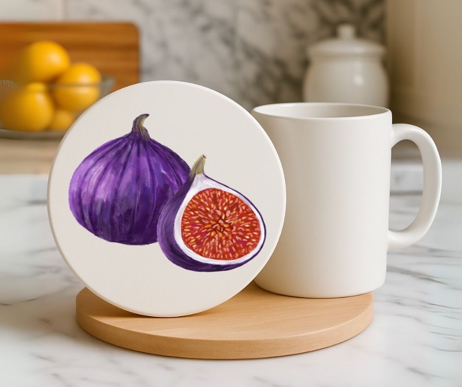 Fig Ceramic Coaster - MerikaArt