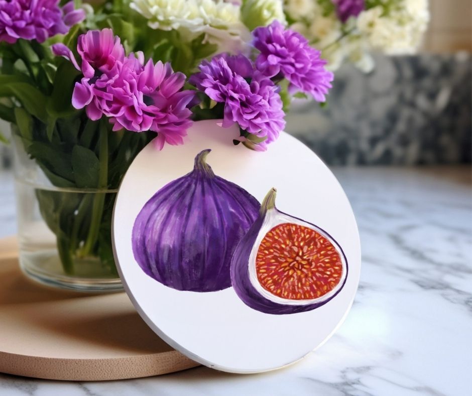 Fig Ceramic Coaster - MerikaArt