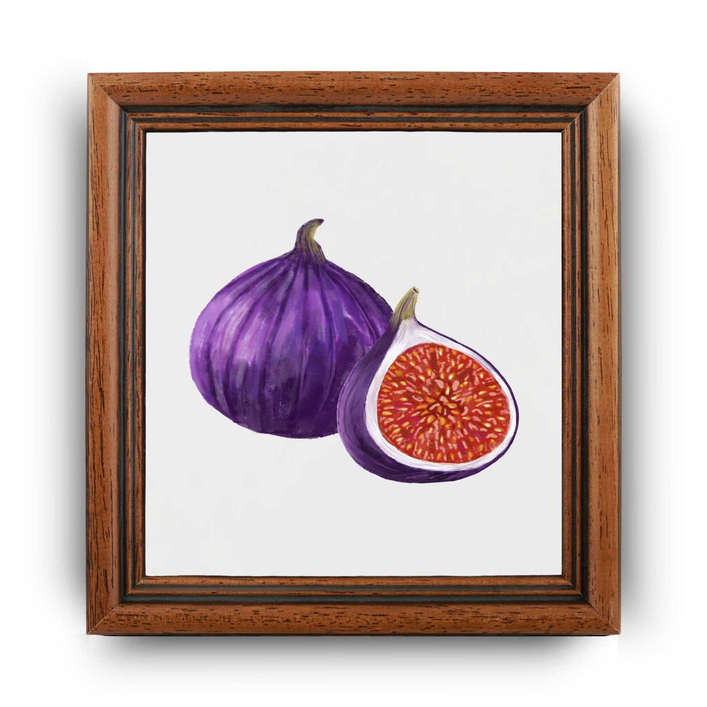 Fig Illustration Ceramic Tile – Handcrafted Mediterranean Art - MerikaArt