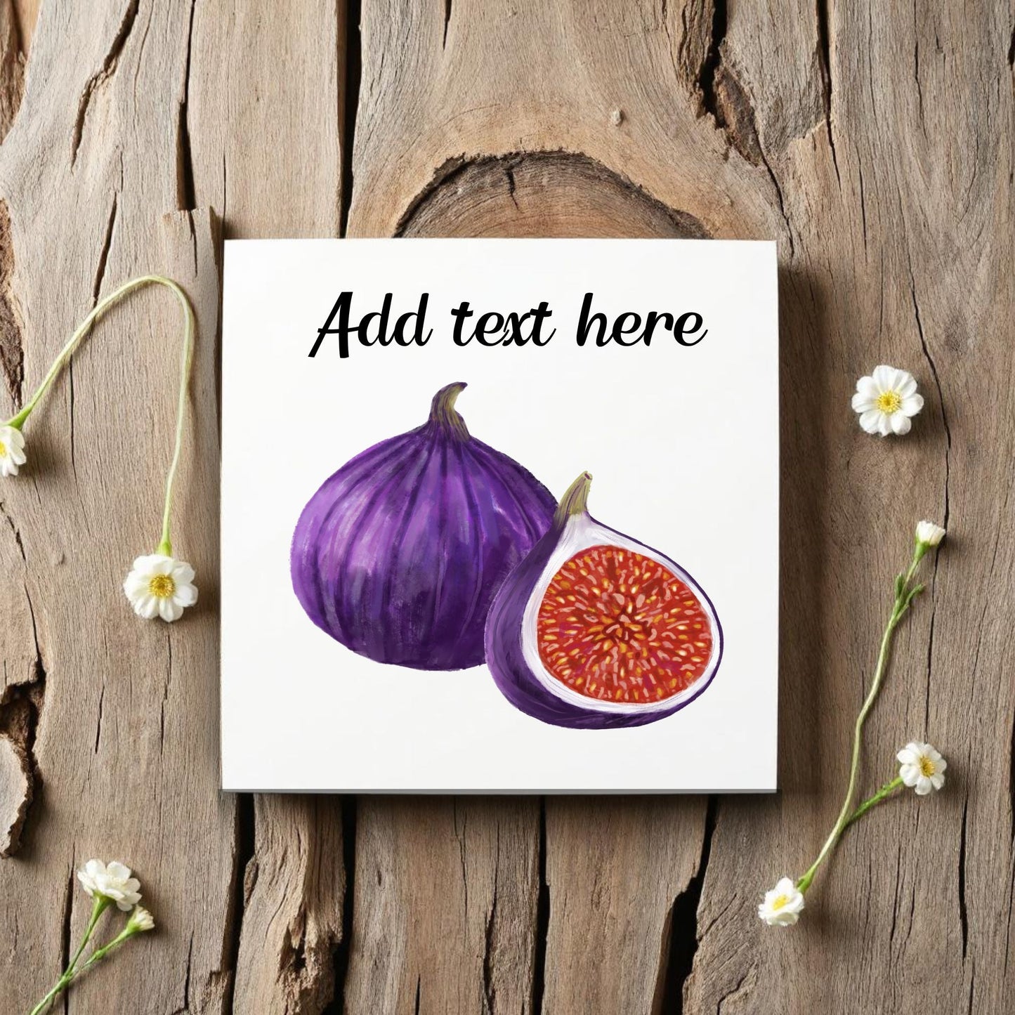 Fig Illustration Ceramic Tile – Handcrafted Mediterranean Art - MerikaArt