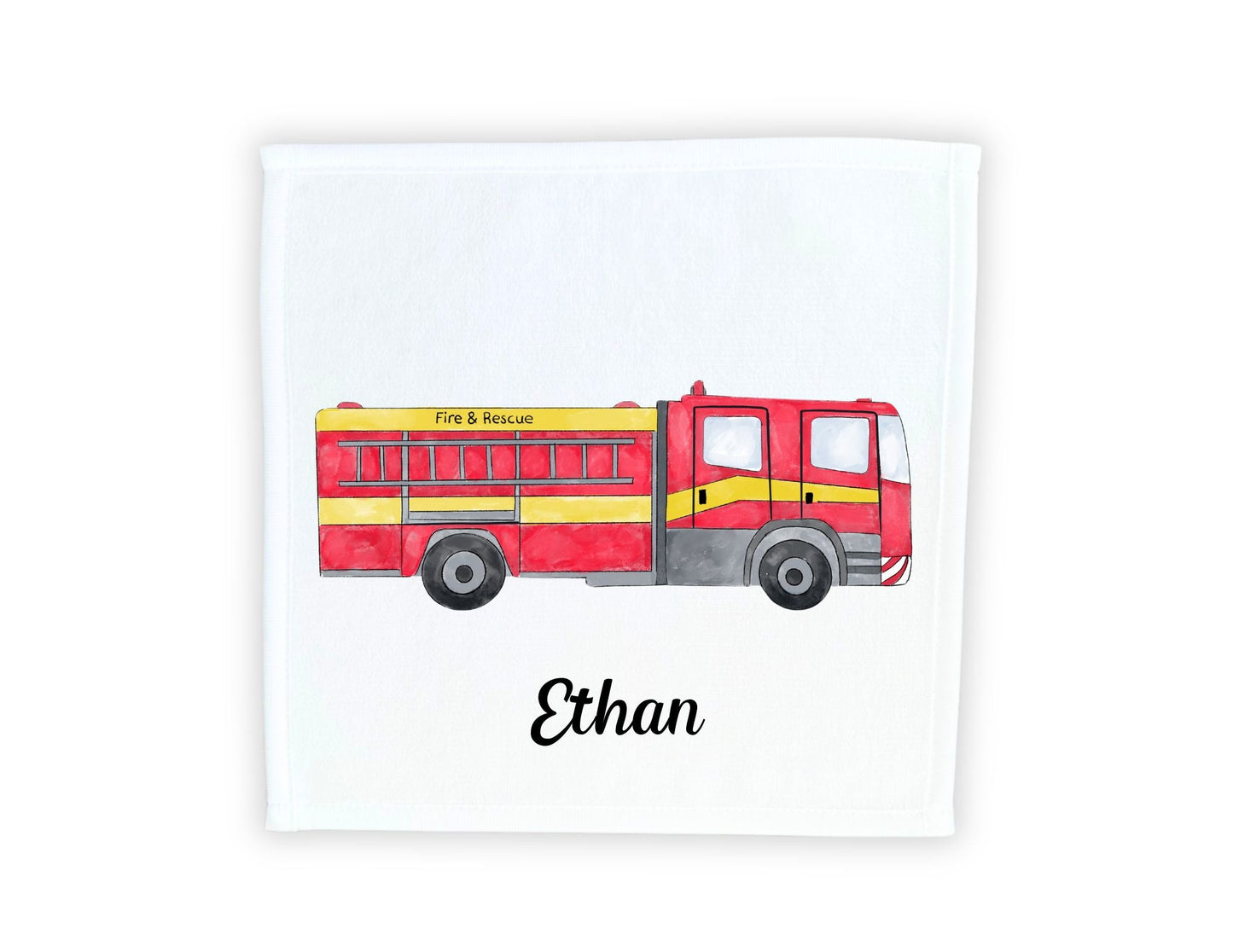 Fire and Rescue Truck Washcloth - MerikaArt