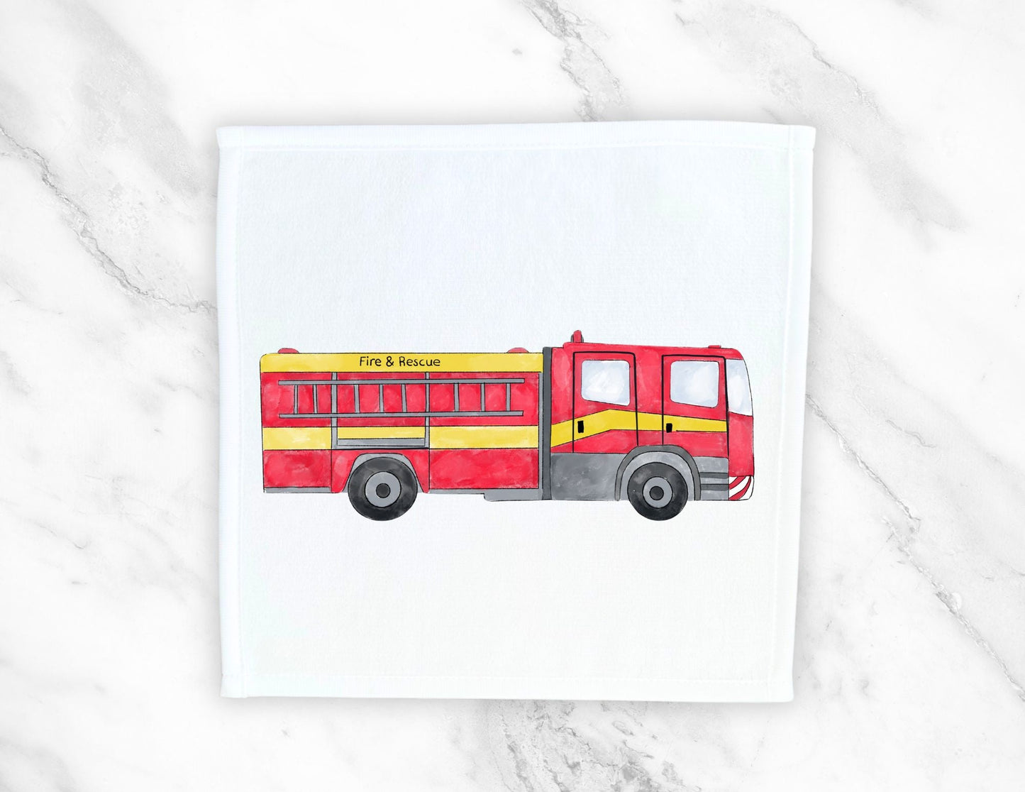 Fire and Rescue Truck Washcloth - MerikaArt