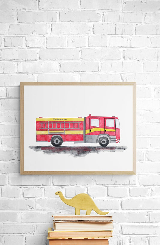 Fire Truck Art Print - MerikaArt