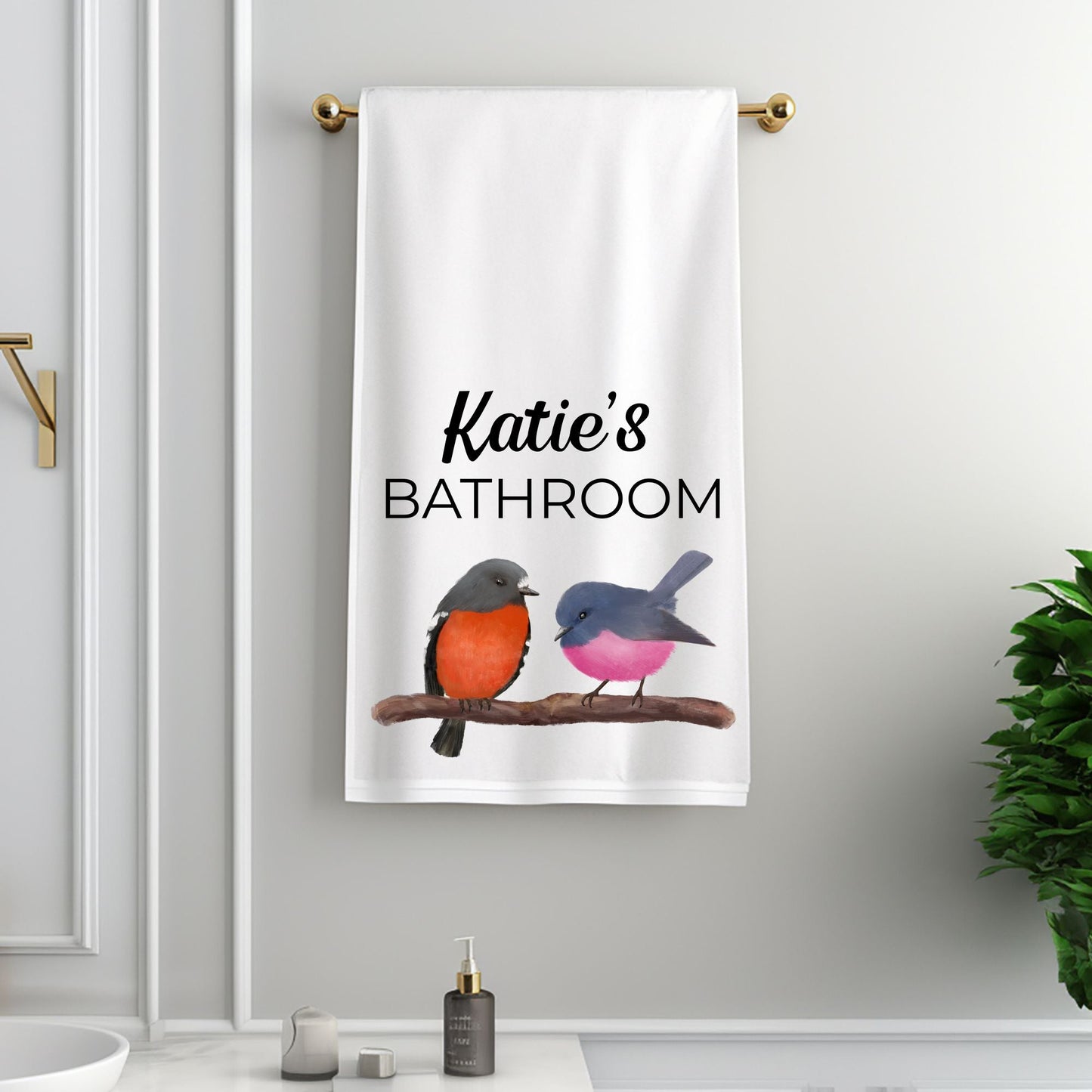 Flame Robin & Pink Robin Pair Towel - MerikaArt