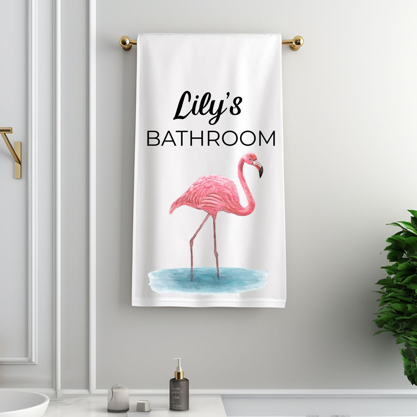 Flamingo Bathroom Towel - MerikaArt
