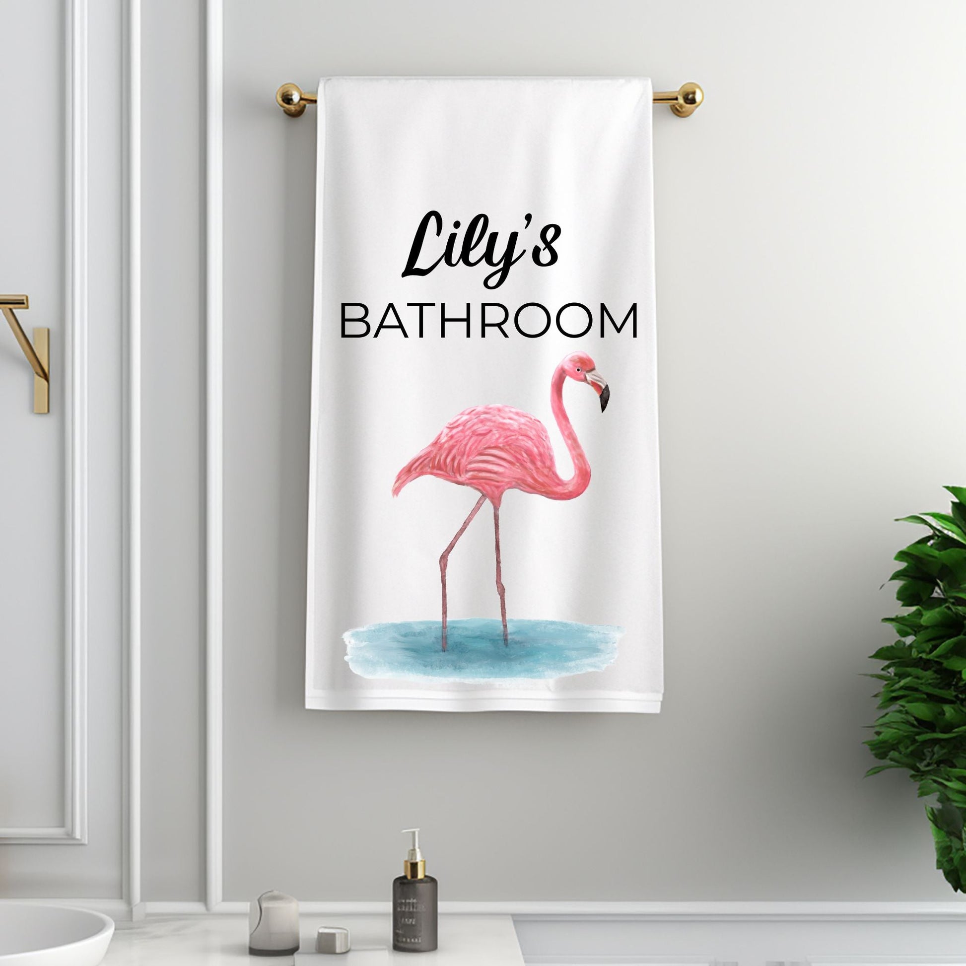 Flamingo Bathroom Towel - MerikaArt