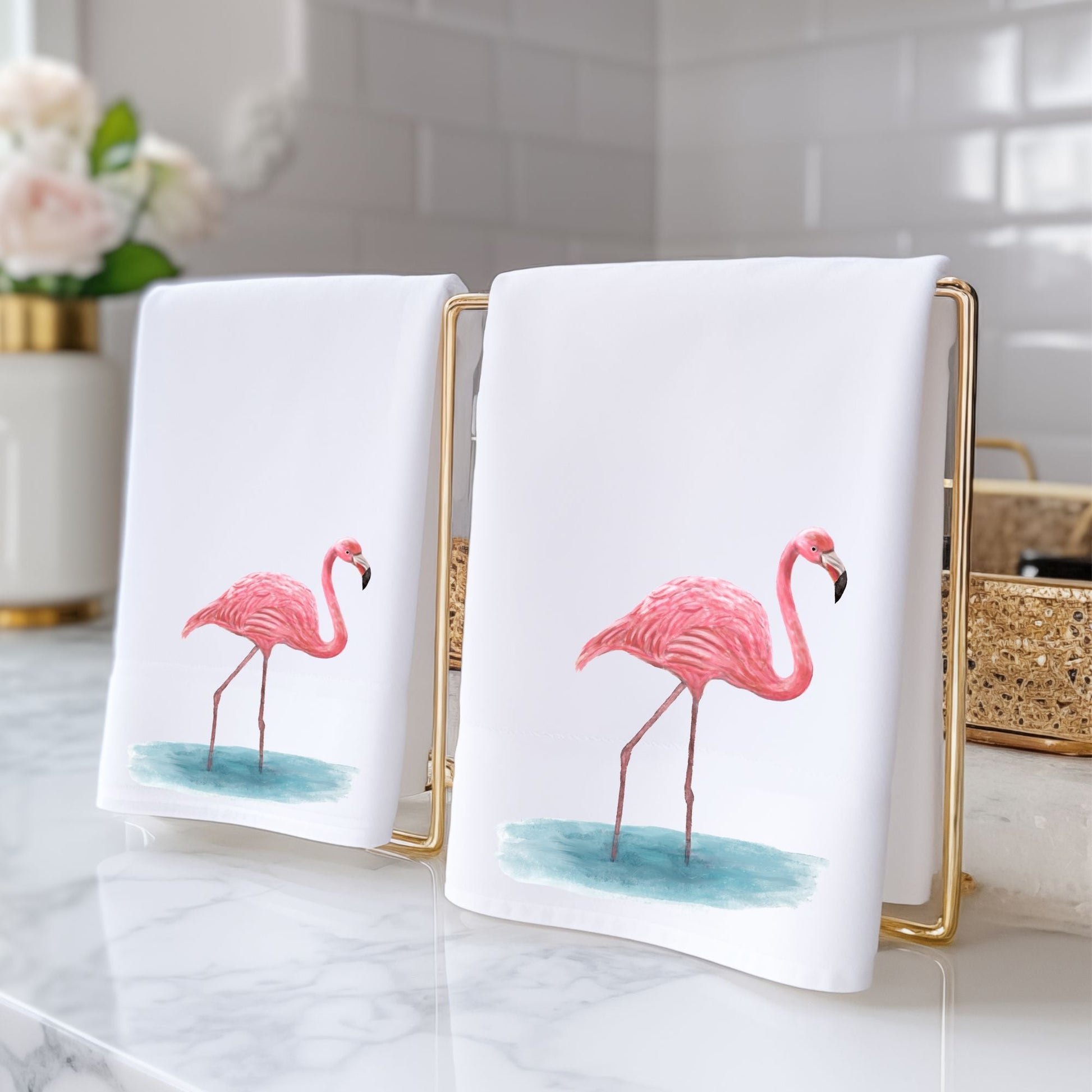 Flamingo Bathroom Towel - MerikaArt