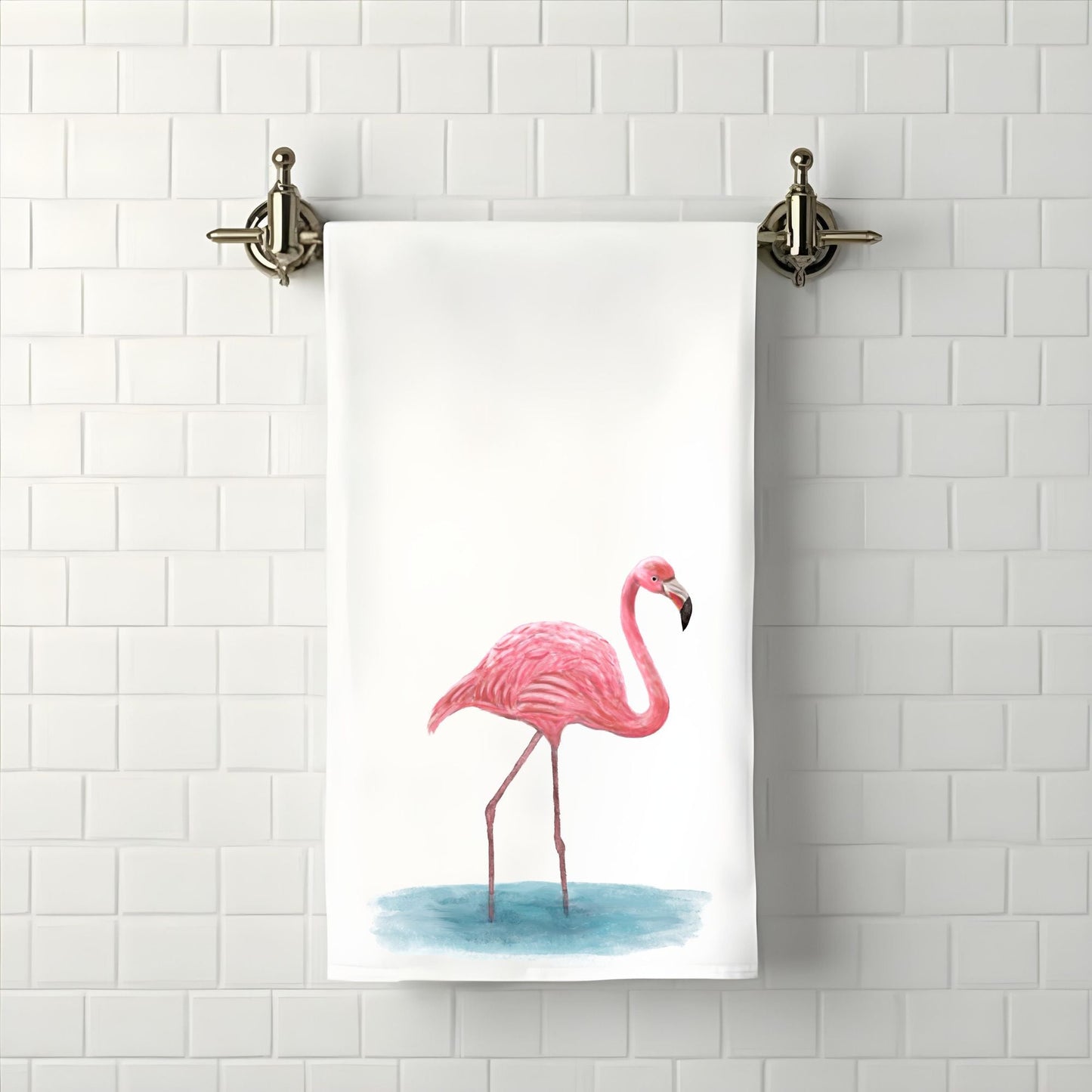 Flamingo Bathroom Towel - MerikaArt