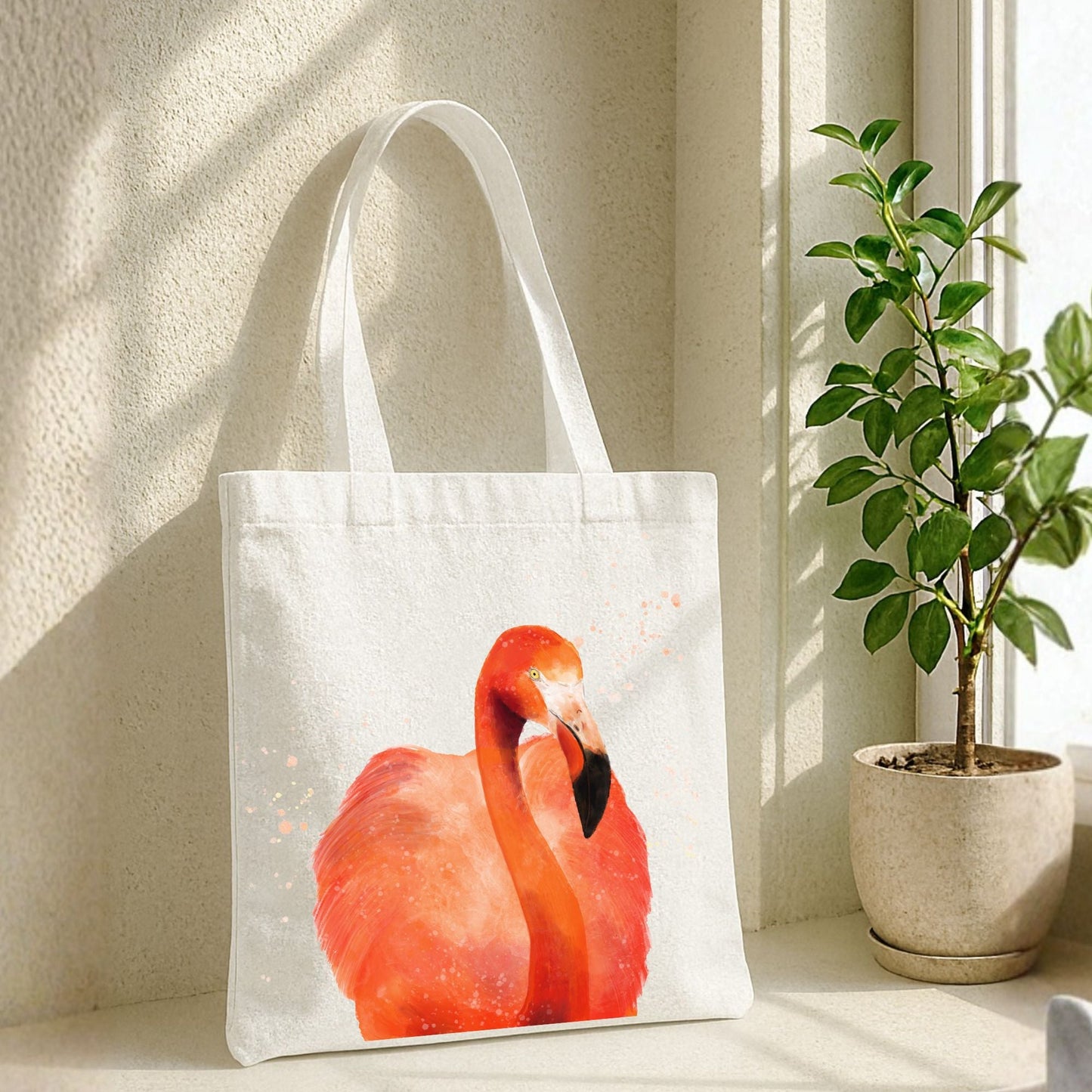 Flamingo Canvas Tote Bag - MerikaArt