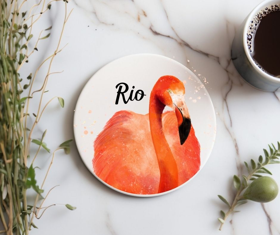 Flamingo Ceramic Coaster - MerikaArt