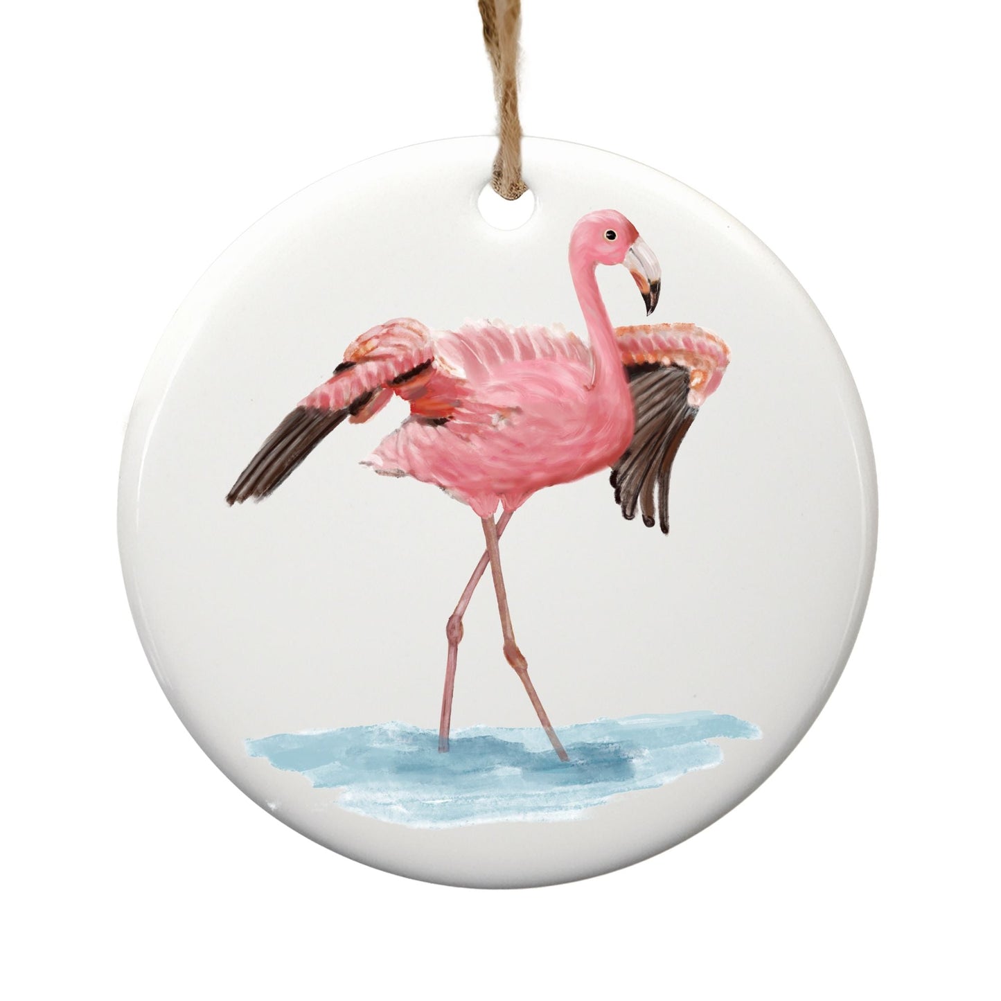 Flamingo Ceramic Ornament - MerikaArt