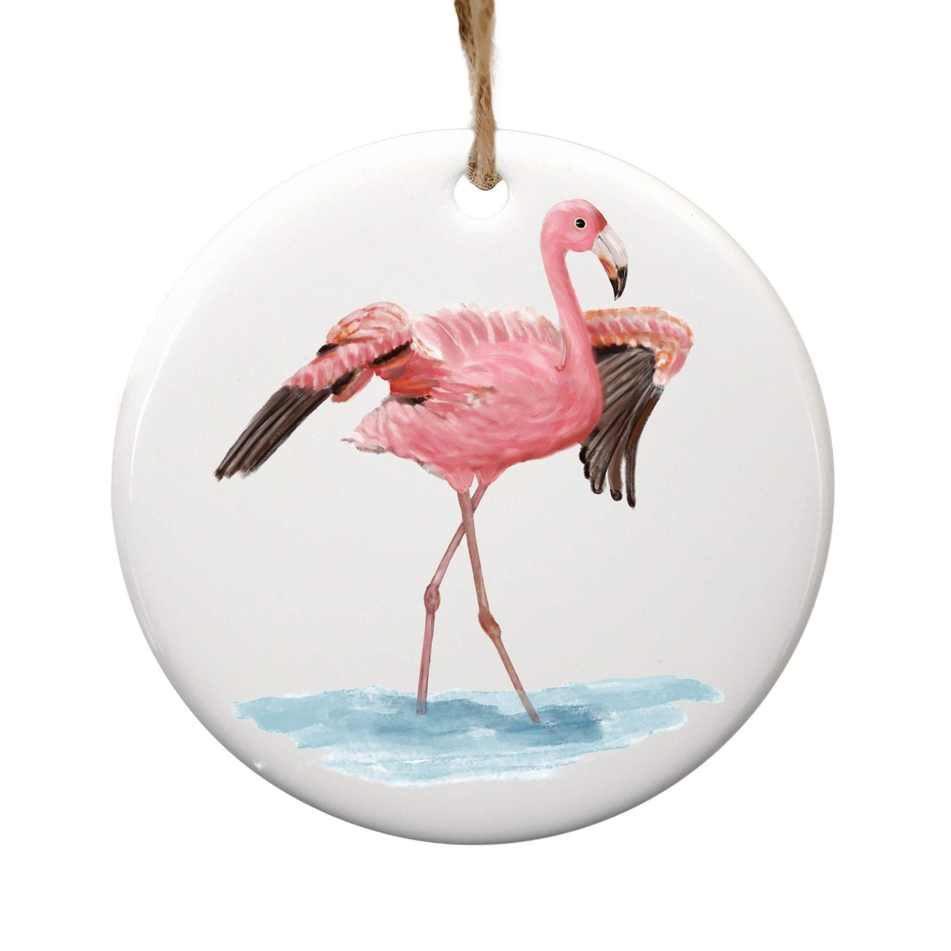 Flamingo Ceramic Ornament - MerikaArt