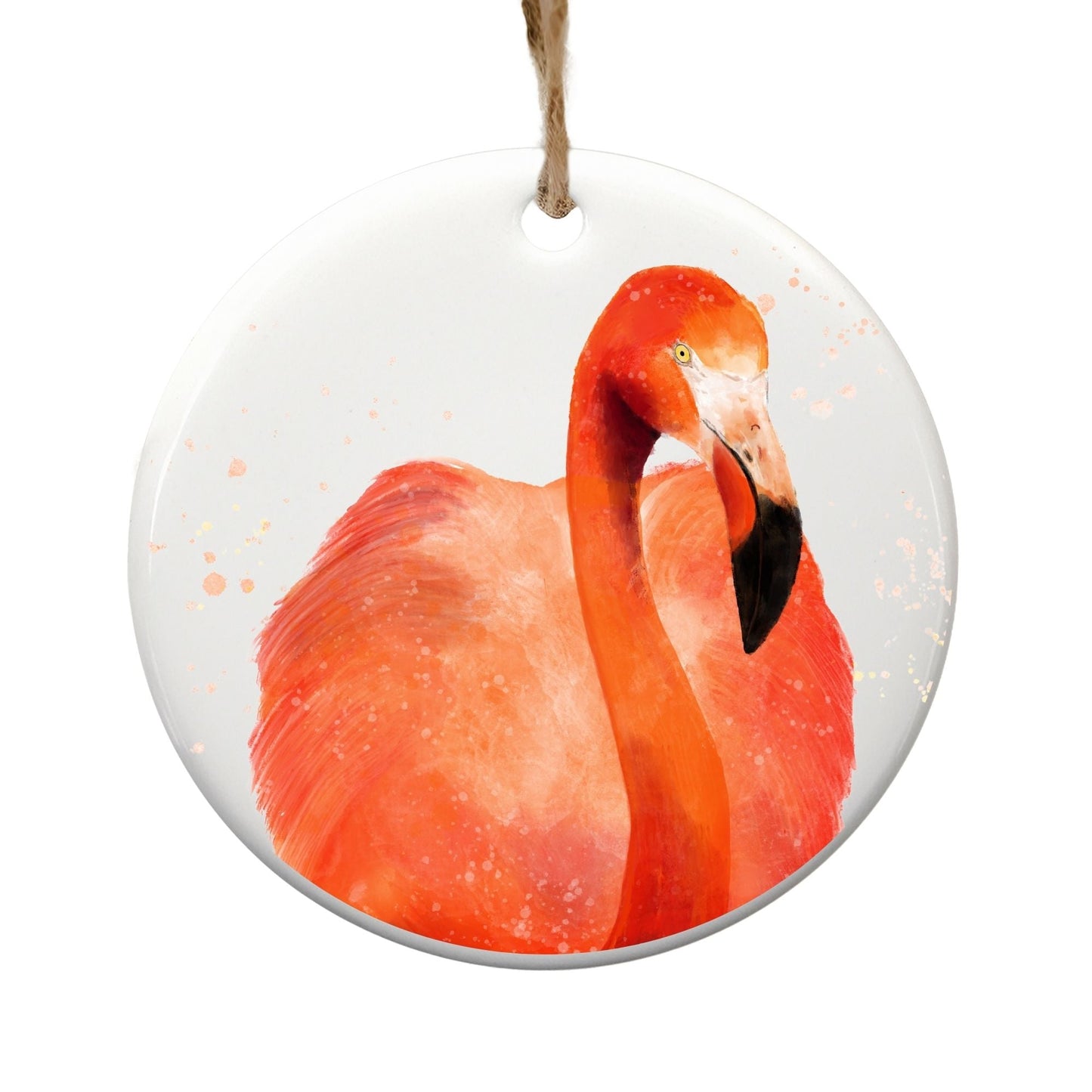 Flamingo Ceramic Ornament - MerikaArt