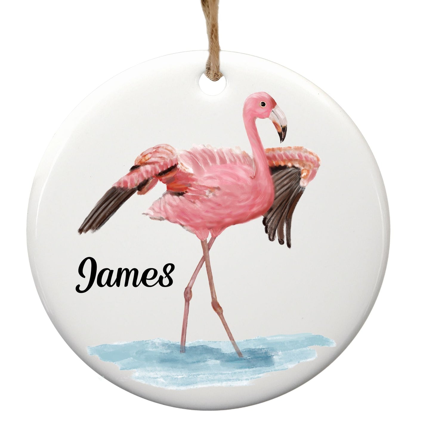 Flamingo Ceramic Ornament - MerikaArt