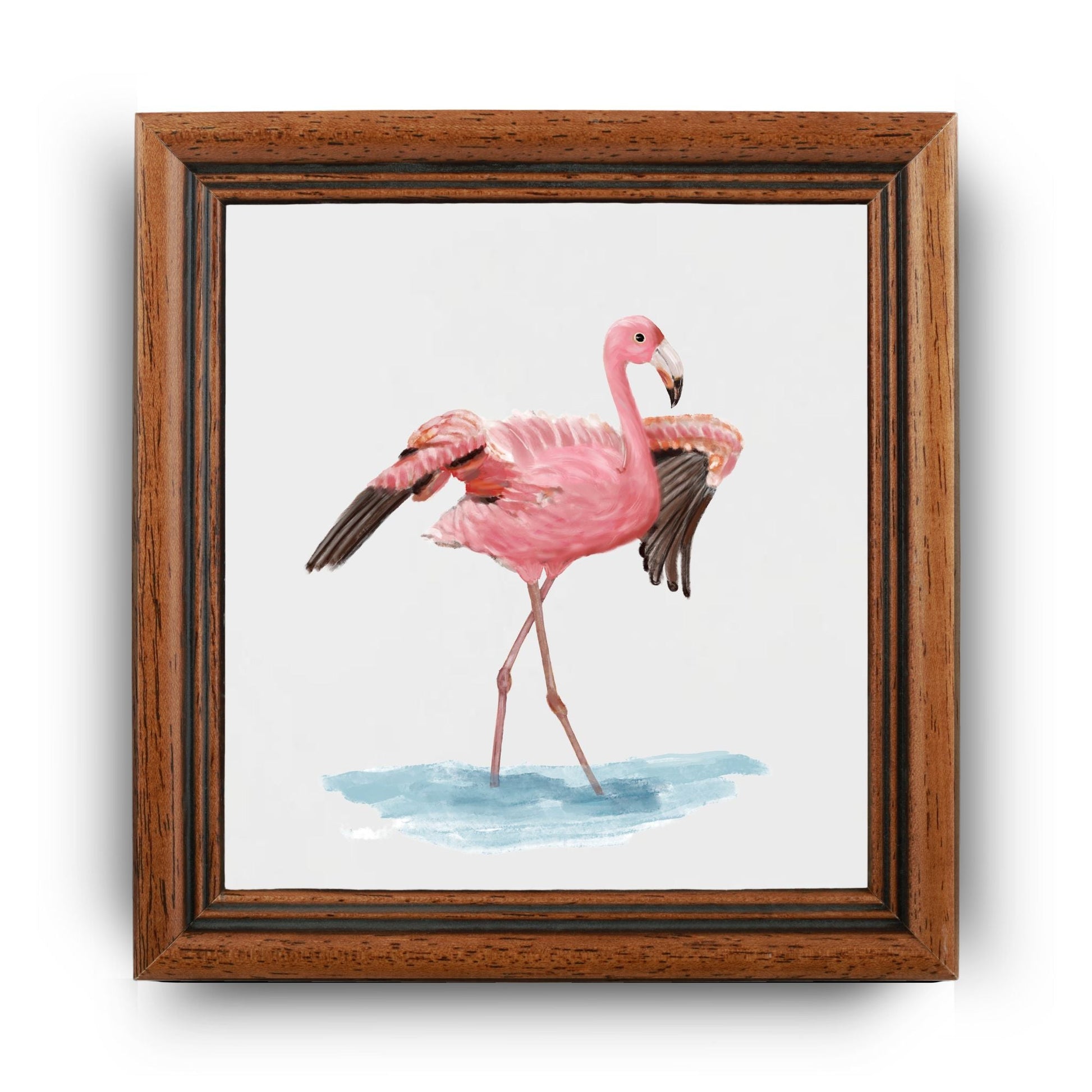 Flamingo Ceramic Tile – Handcrafted Elegant Bird Artwork - MerikaArt