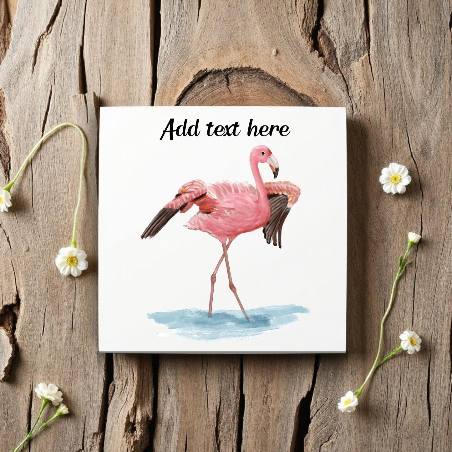 Flamingo Ceramic Tile – Handcrafted Elegant Bird Artwork - MerikaArt