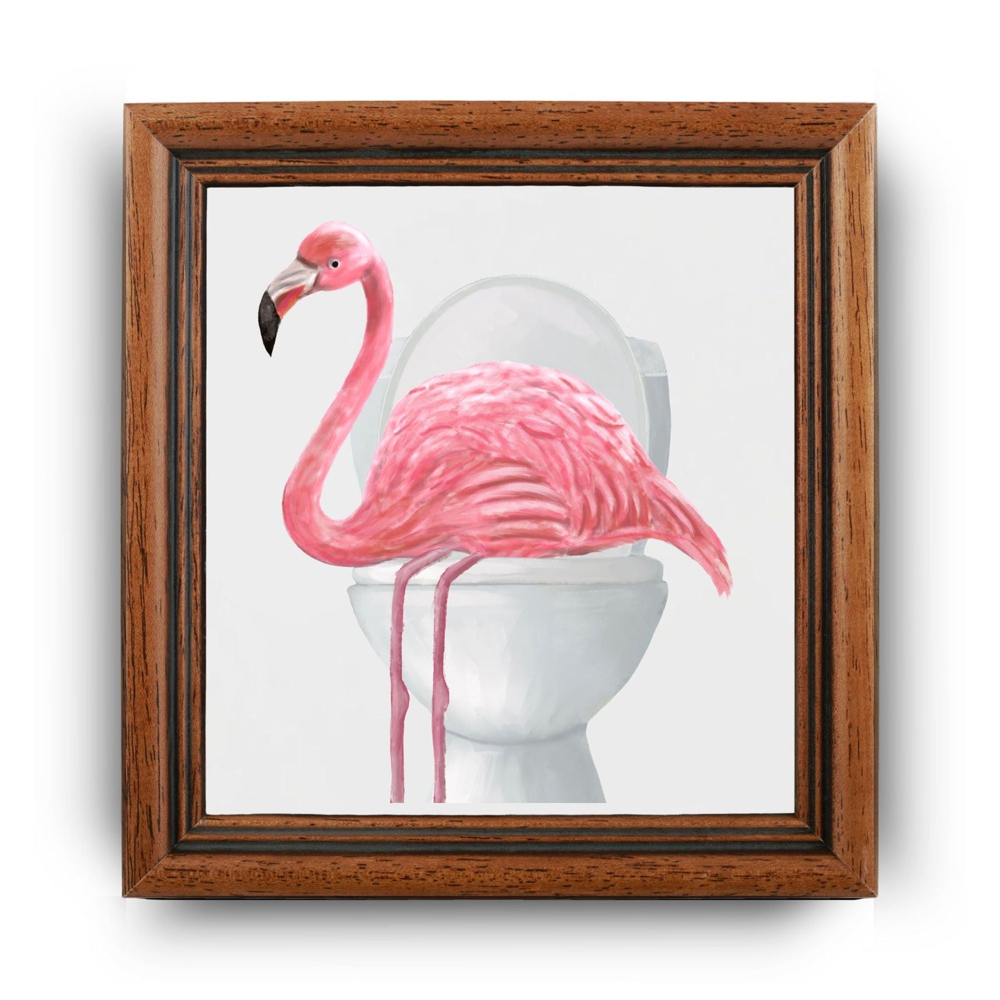 Flamingo on Toilet Ceramic Tile – Handcrafted Whimsical Decor - MerikaArt