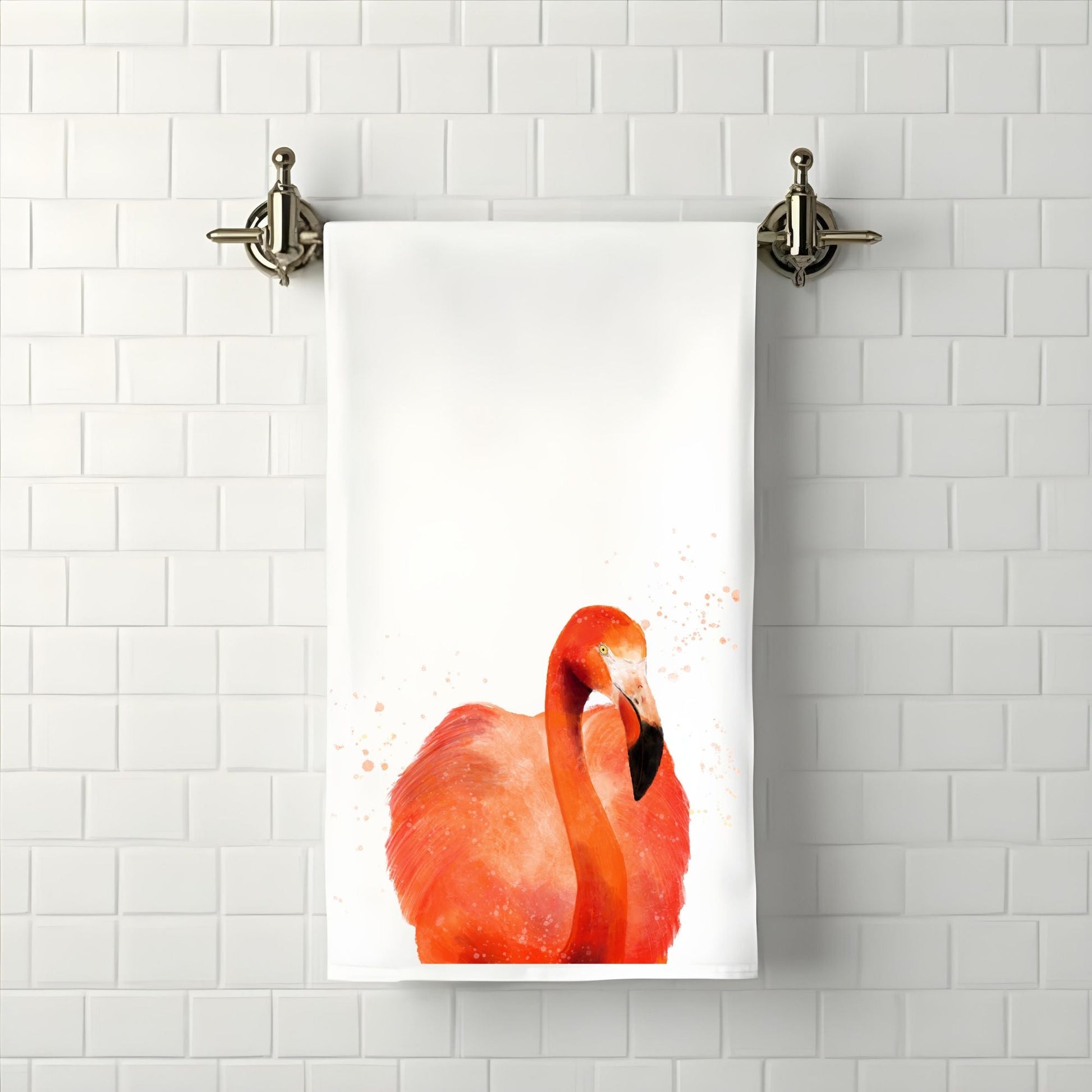 Flamingo Portrait Bathroom Towel - MerikaArt
